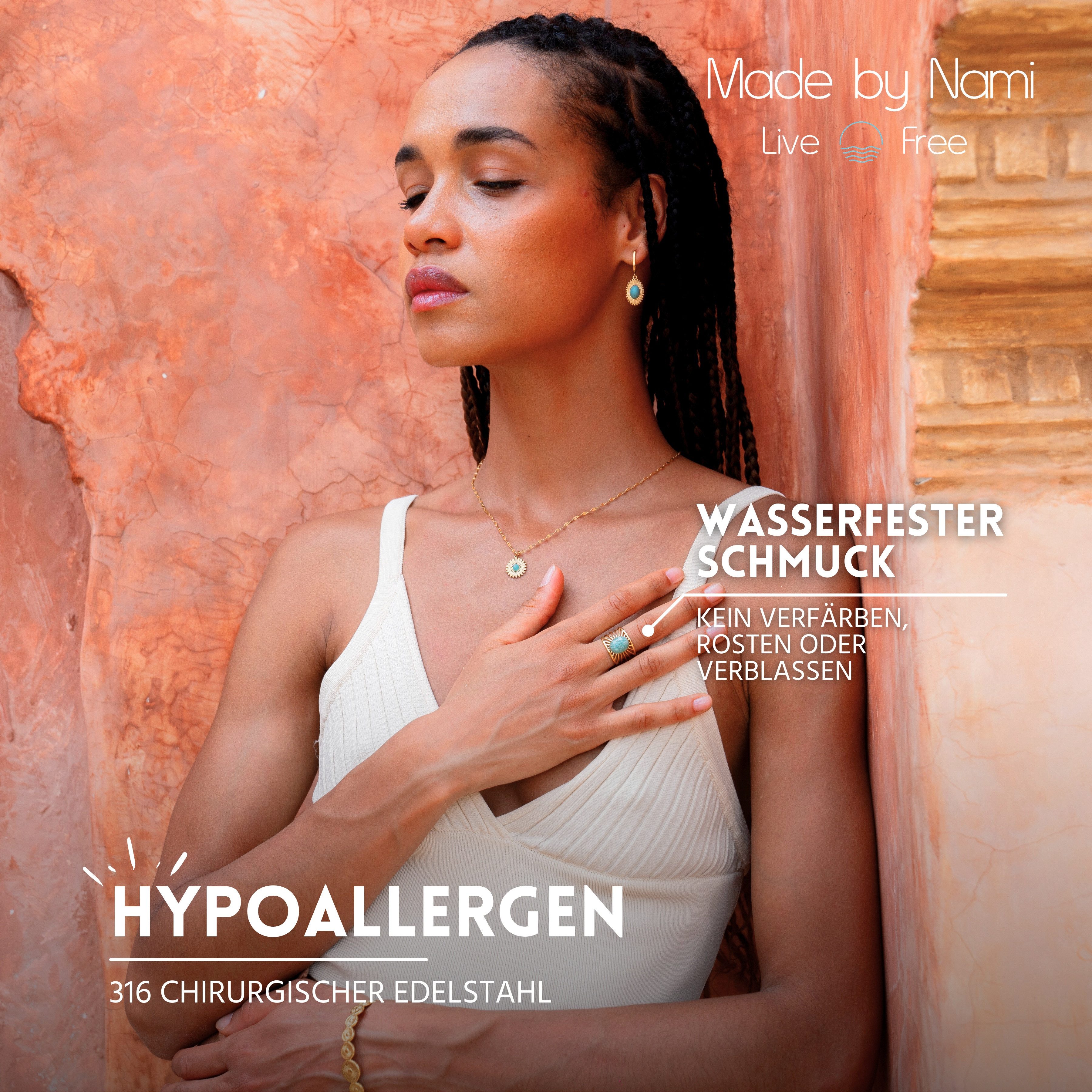 Made by Nami Fingerring Gold Damen mit Edelstein aus Chirurgischem Edelstah günstig online kaufen