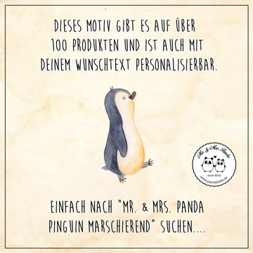 Mr. & Mrs. Panda Kosmetikspiegel Pinguin marschieren - Eisblau - Geschenk, Bruder, Spiegel, Handtasche (1-St), Magisch verziert