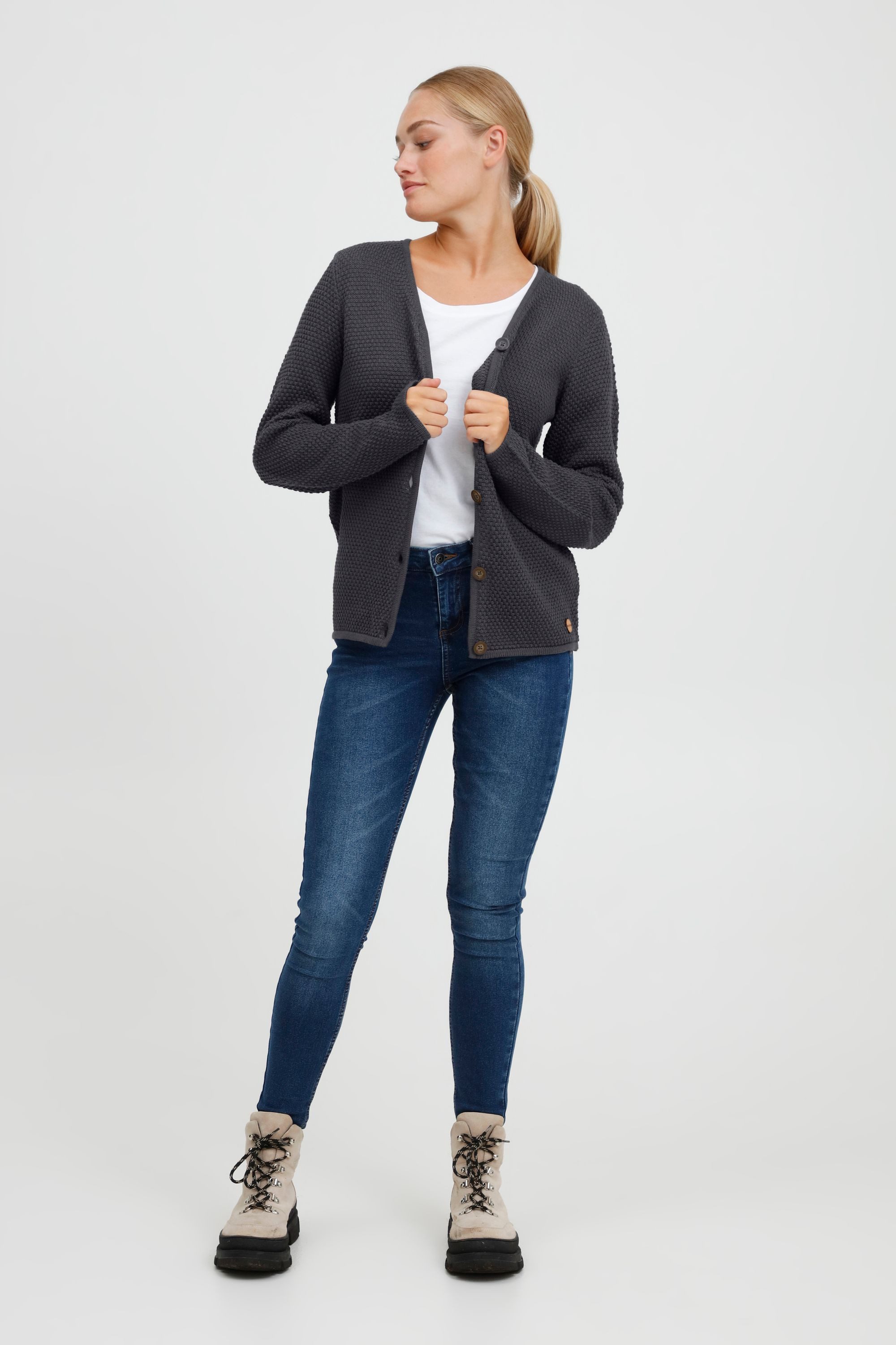 OXMO Cardigan OXHelga Damen Feinstrick Cardigan/Strickjacke