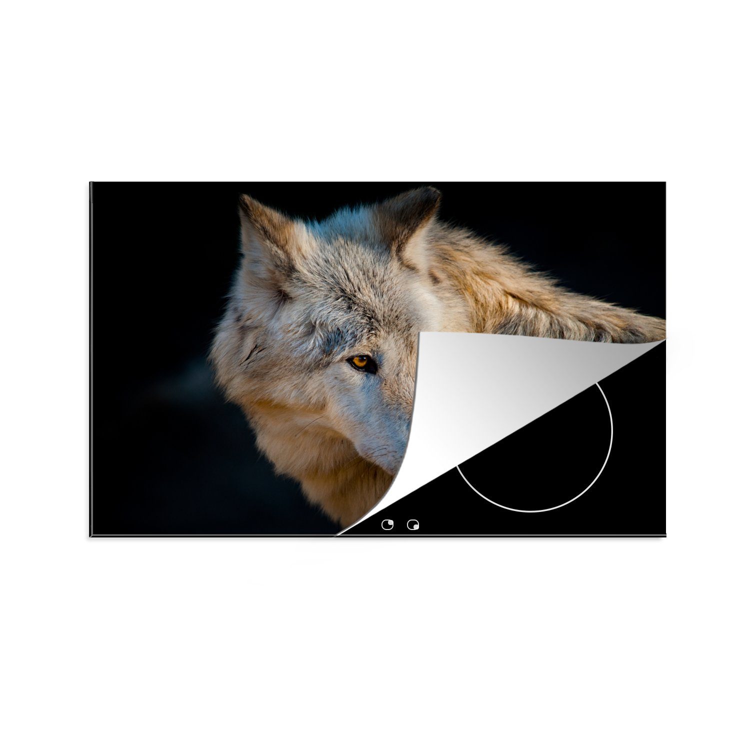 MuchoWow Schutz Leichter Induktionskochfeld Ceranfeldabdeckung Polarwolf, (1 die Herdblende-/Abdeckplatte tlg), 81x52 für cm, Vinyl, küche,
