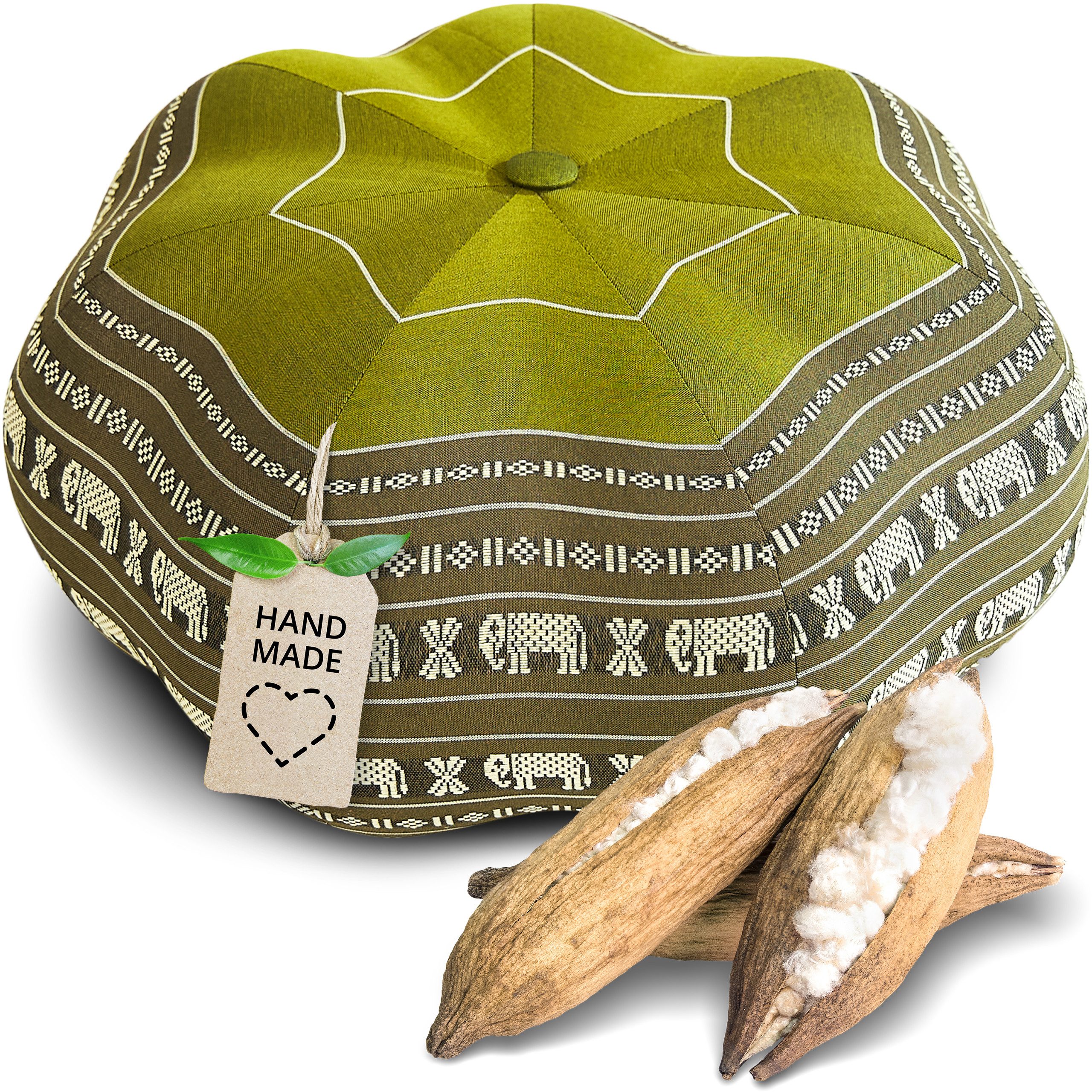 livasia Meditationskissen Zafukissen Stern groß, vegan und handgefertigt, Ø 40x20cm, Kapok