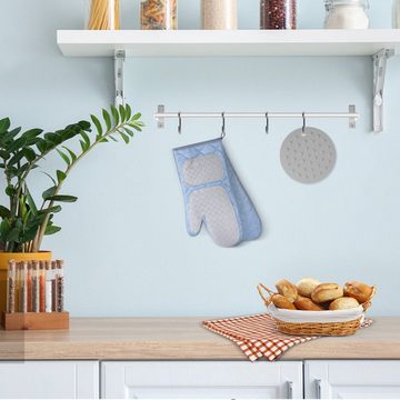 EIVOTOR Topfhandschuhe, (Backhandschuhe Kochhandschuhe), aus Baumwolle mit 2 Silikon Topflappen Anti-Rutsch für Kochen, Backen