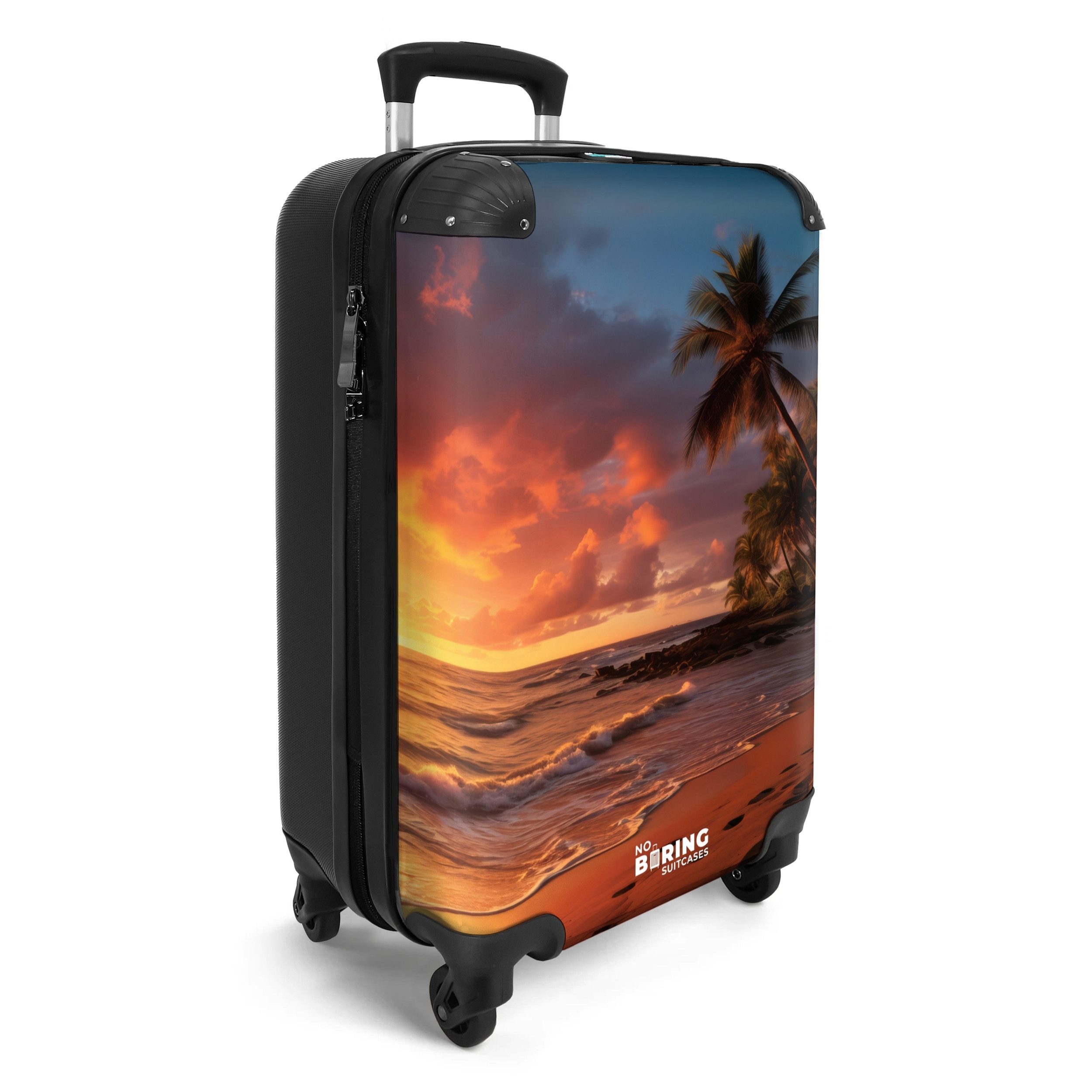 NoBoringSuitcases.com© Hartschalen-Trolley Strand mit Palme bei günstig online kaufen