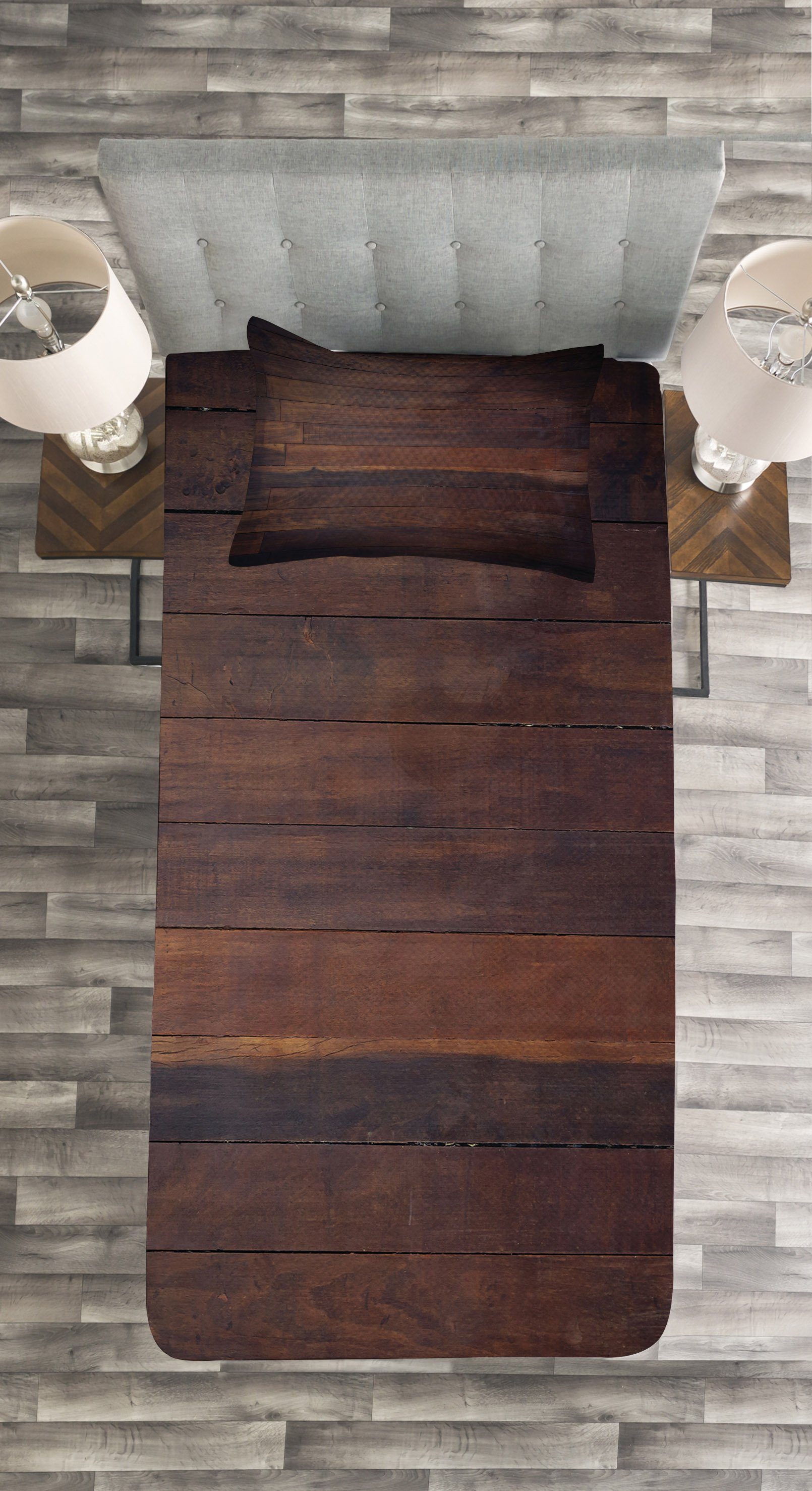 Set dunkelem Holz Im Abakuhaus, Waschbar, Schokolade mit Kissenbezügen Alter Tagesdecke von