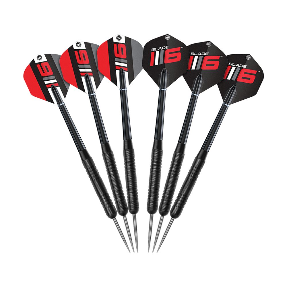 Winmau Dartscheibe Winmau Blade 6 Triple Core Set mit 2 Sets Darts, (Dartscheibe mit Dartpfeilen)
