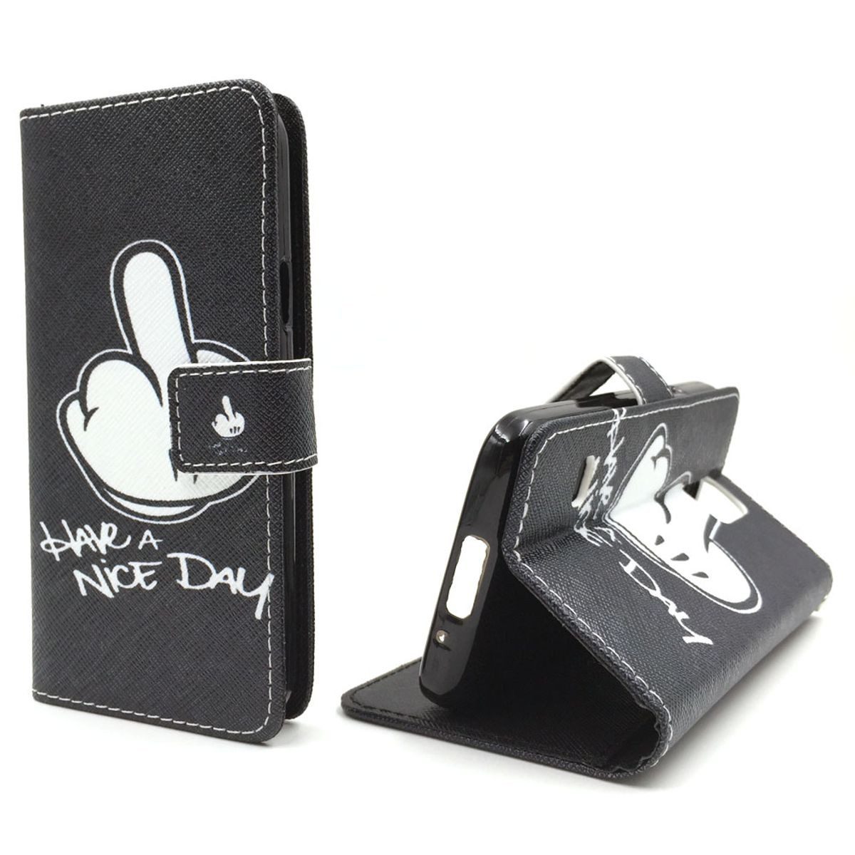 König Design Handyhülle Samsung Galaxy S5 Mini, Samsung Galaxy S5 Mini Handyhülle Bookcover Schwarz