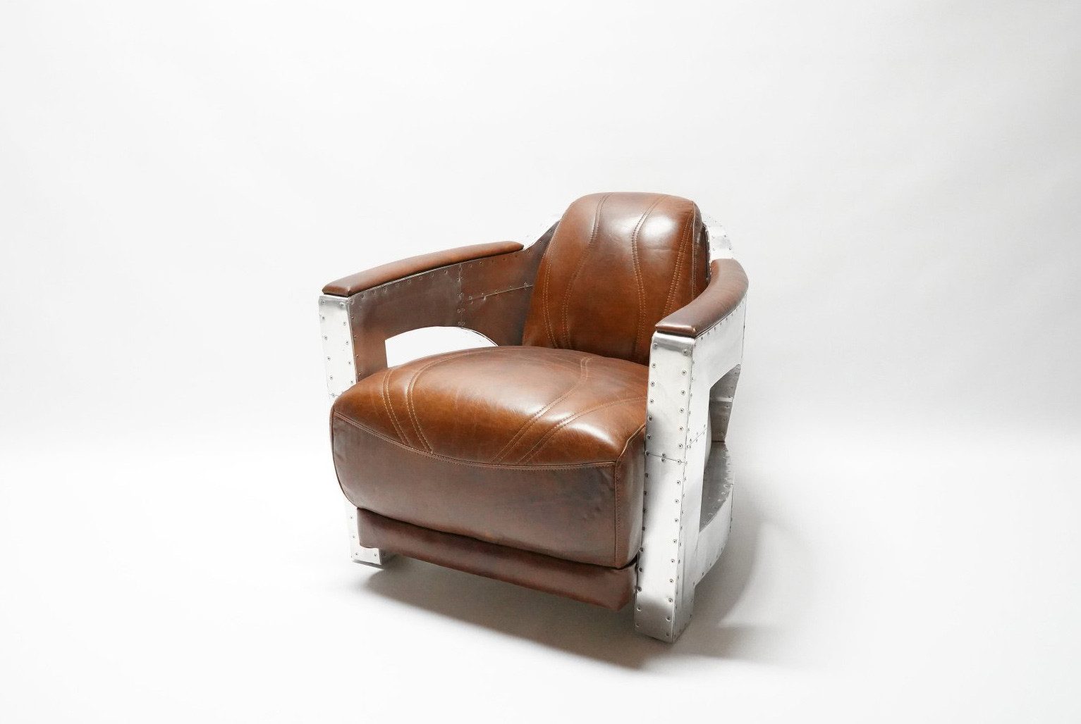 moebelfaktor Sessel NOLAN (1-St), Aluminium und Vintage-Leder, Retro Look