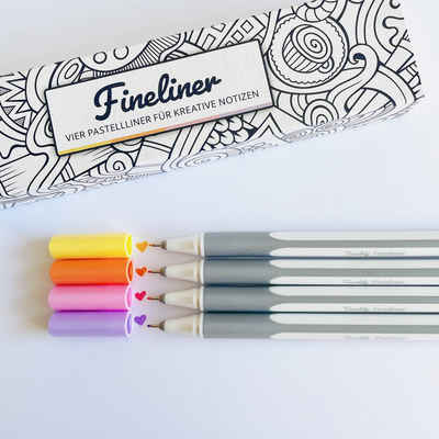 Teachly Fineliner, (Set, 4-tlg., dünne 0,4 mm Spitze für präzises Schreiben & Zeichnen)