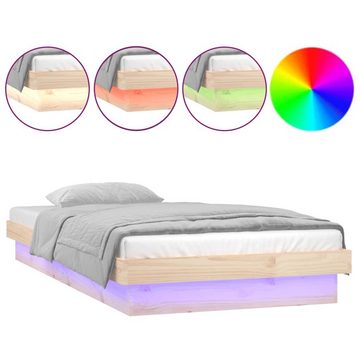 vidaXL Bett Massivholzbett mit LED 90x200 cm