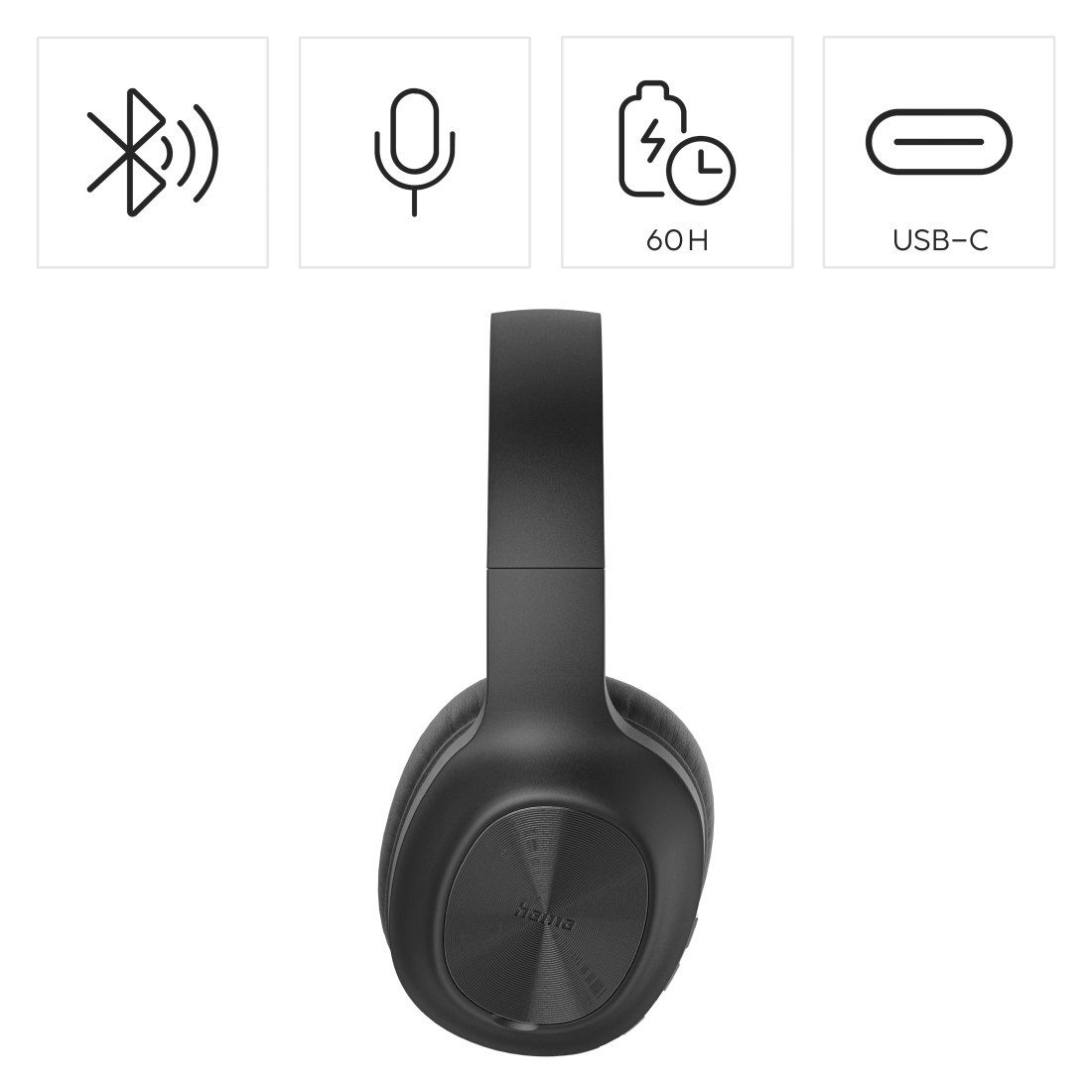 Hama Over-Ear-Kopfhörer Bluetooth (faltbar, Bass Boost, 60h Akku, kabellos) Over-Ear-Kopfhörer (Energiesparmodus, Freisprechfunktion, Geräuschisolierung, Google Assistant, Multi-Point-Verbindung, Sprachsteuerung, Wireless-Audio-Streaming, integrierte Steuerung für Anrufe und Musik, kompatibel mit Siri, Google Assistant, Siri, Multipoint, austauschbarer Akku, kompatibel mit Sprachassistenten)