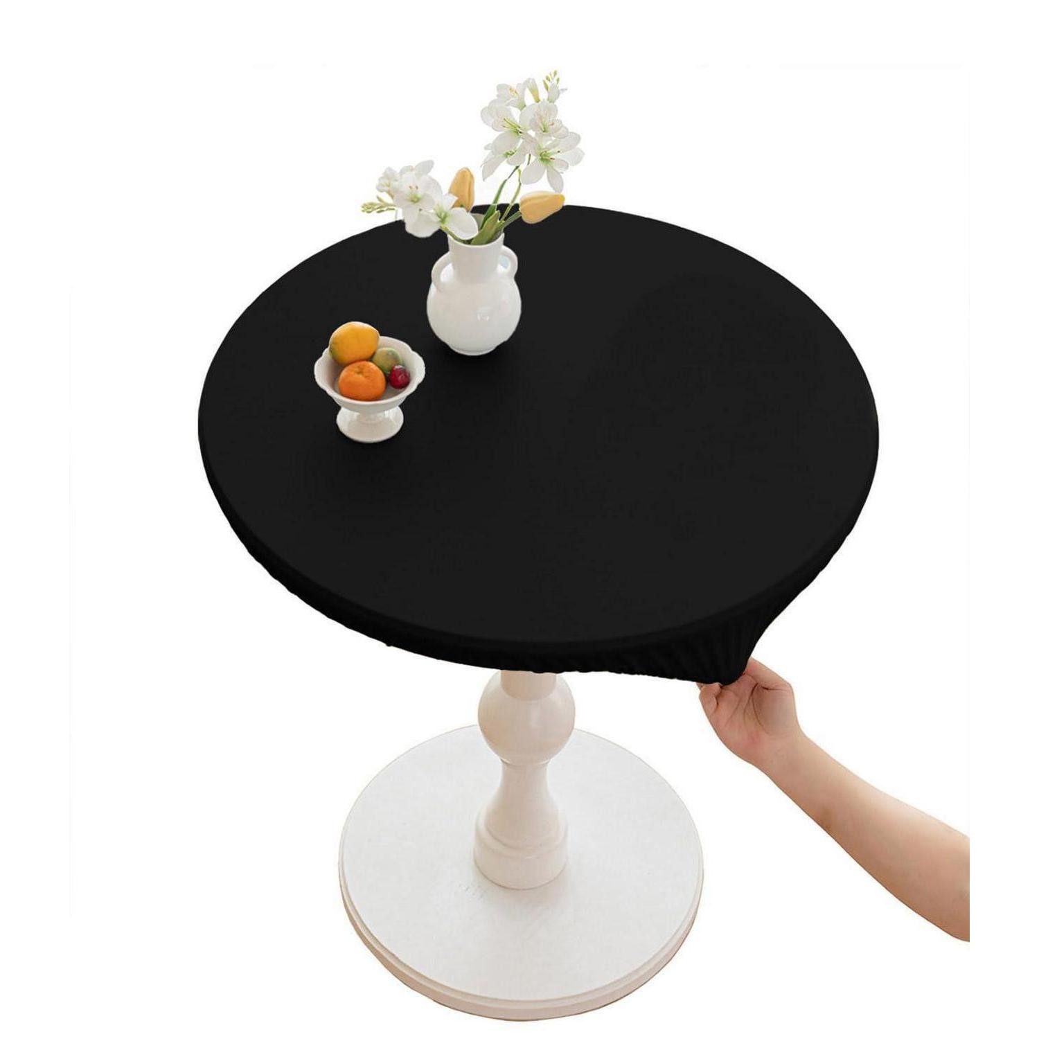 LuxusKollektion Tischdecke Tischdecke Rund Polyester Wasserdicht Schwarz 80cm (1-tlg)