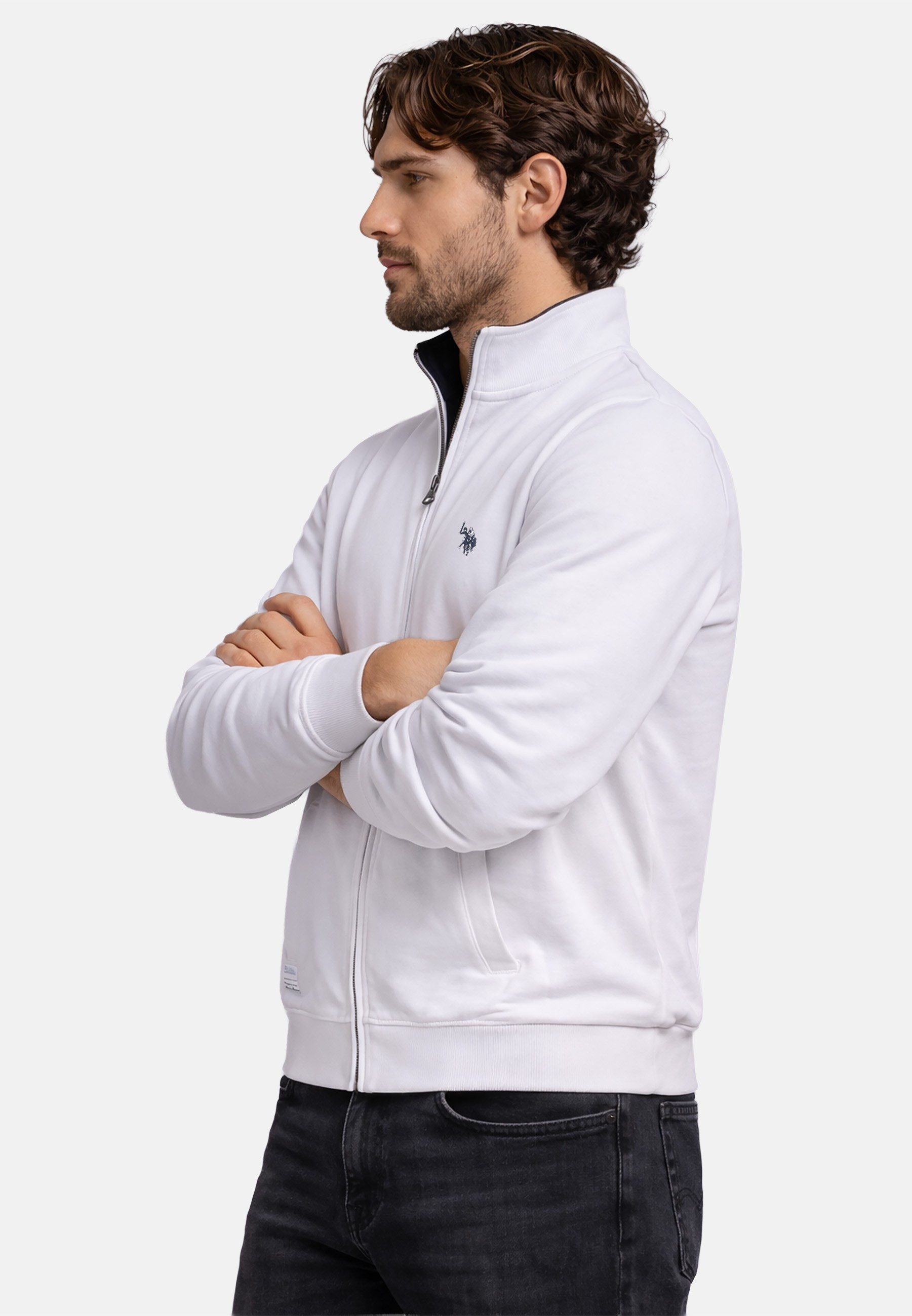 U.S. Polo Assn. Sweatjacke USBraady – Herren Jacke mit Stehkragen Sportlicher Stehkragen, Reißverschluss, seitliche Taschen