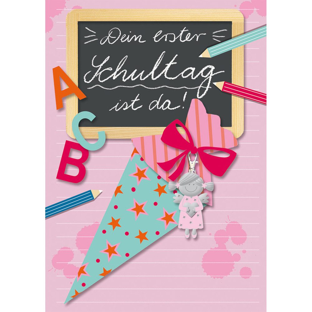 Eigenart Glückwunschkarte Schulanfangskarte - Anhänger - Mädchen