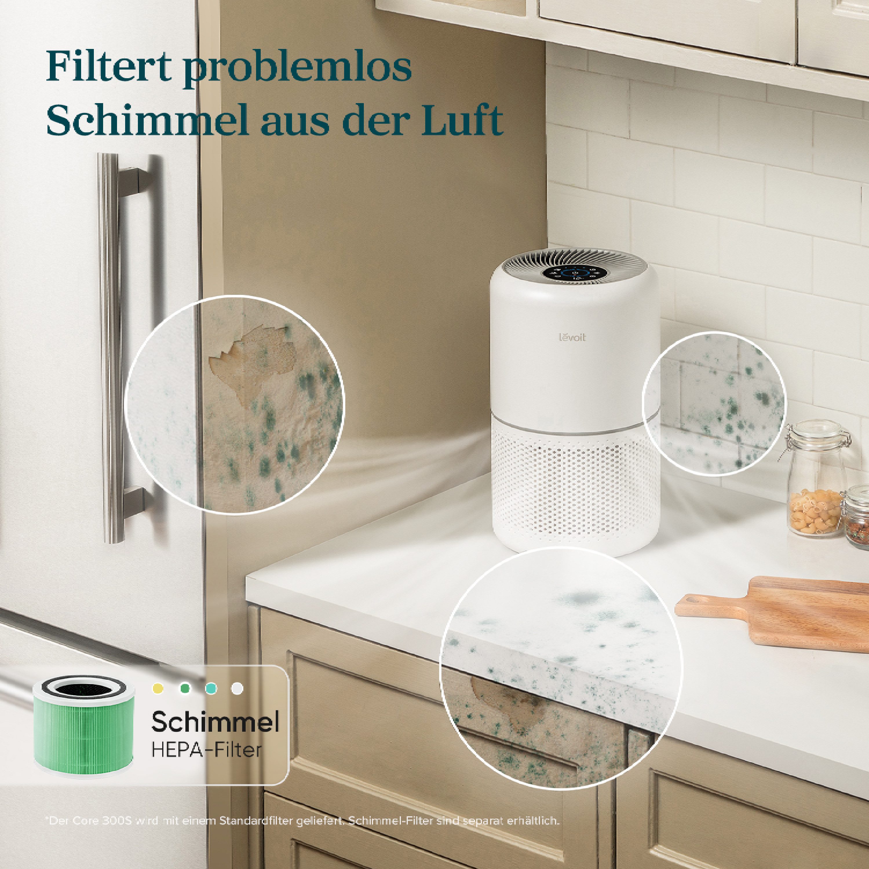 Levoit HEPA-Filter, 4-Stufen-Filter gegen Schimmel und Bakterien, für Allergiker & Raucher