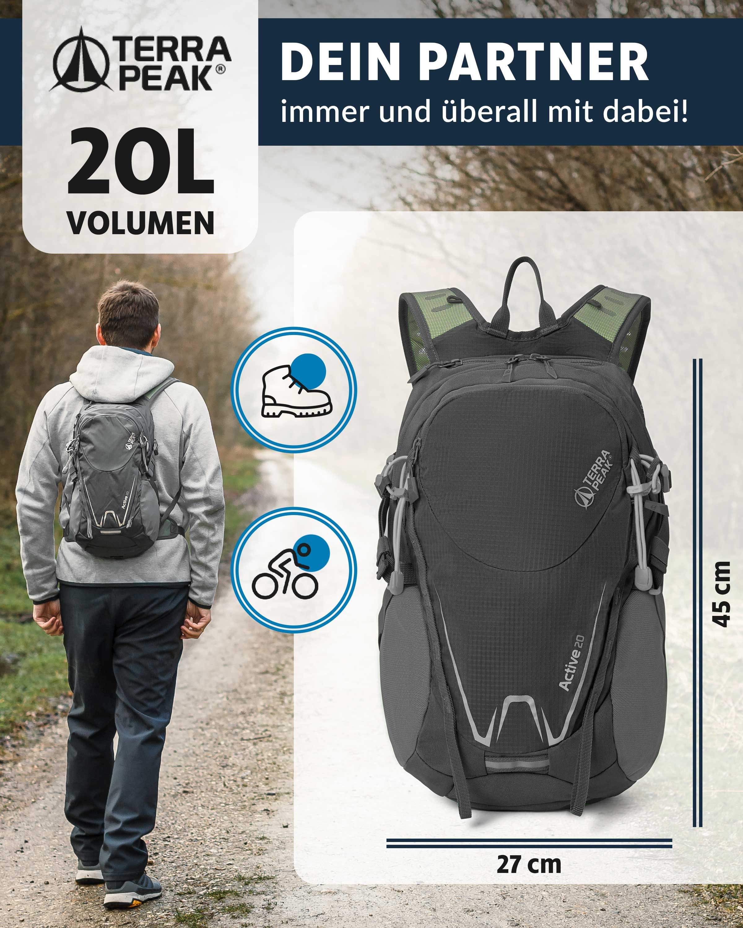Terra Peak Sportrucksack Active 20, 20L klein mit YKK Reißverschluss Trekki günstig online kaufen