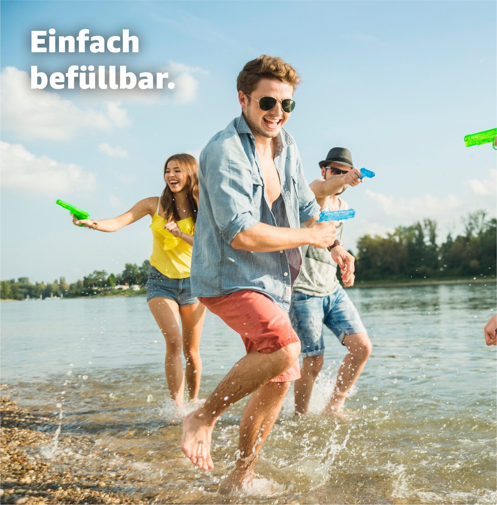 goKidsy Wasserpistole 3X Wasserpistolen Set 12 cm für Kinder & Erwachsene - hohe Reichweite (3er Set, 3-tlg., 3 Stück)