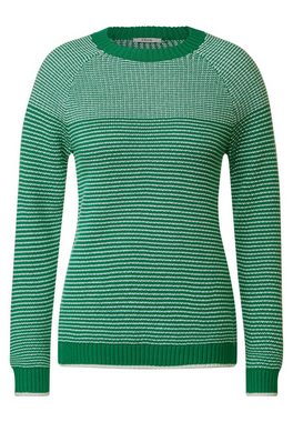 Cecil Rundhalspullover Cecil Gestreifter Strickpullover in Easy Green (1-tlg) Nicht Vorhanden