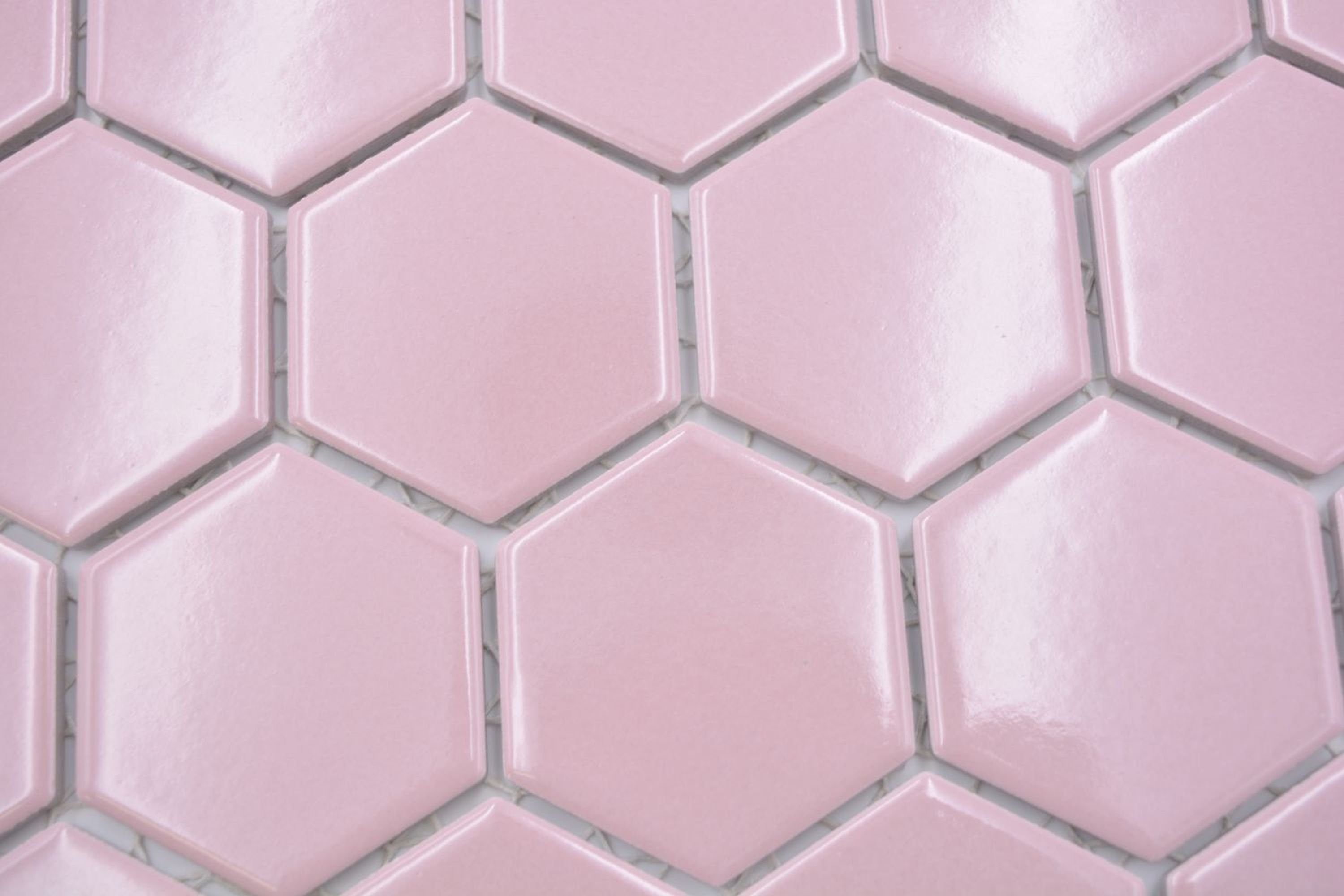 Mosani Mosaikfliesen Hexagonale Sechseck Mosaik Fliese Keramik altrosa