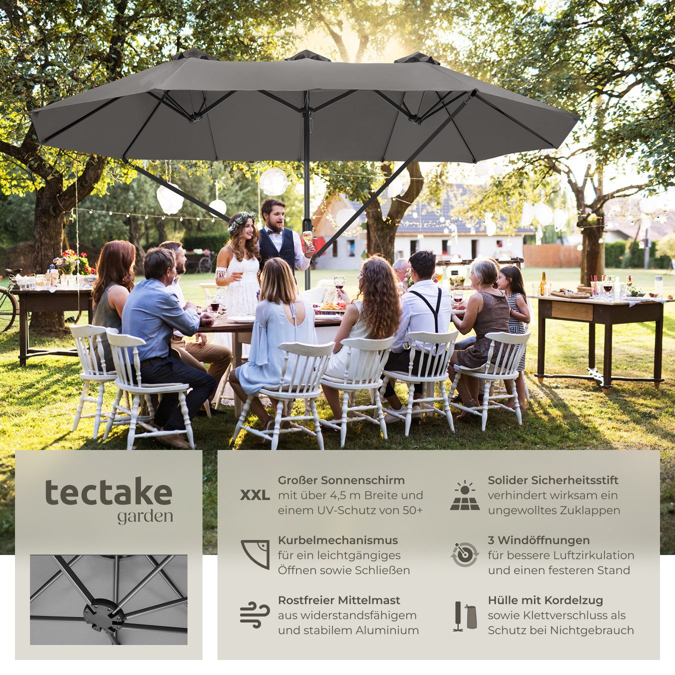 tectake Sonnenschirm Ampelschirm Silia 460x270cm mit günstig online kaufen