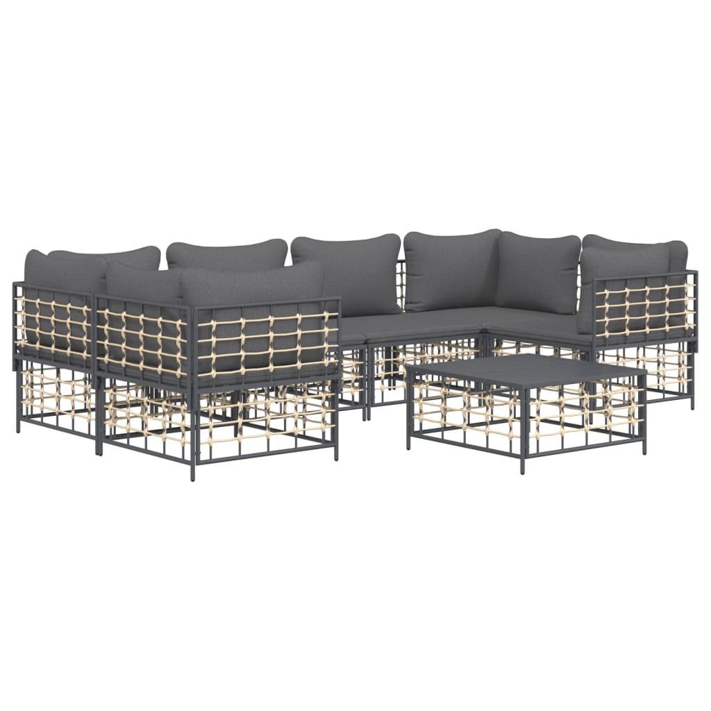 Vidaxl 7-tlg. Garten-lounge-set Mit Kissen Anthrazit Poly Rattan günstig online kaufen