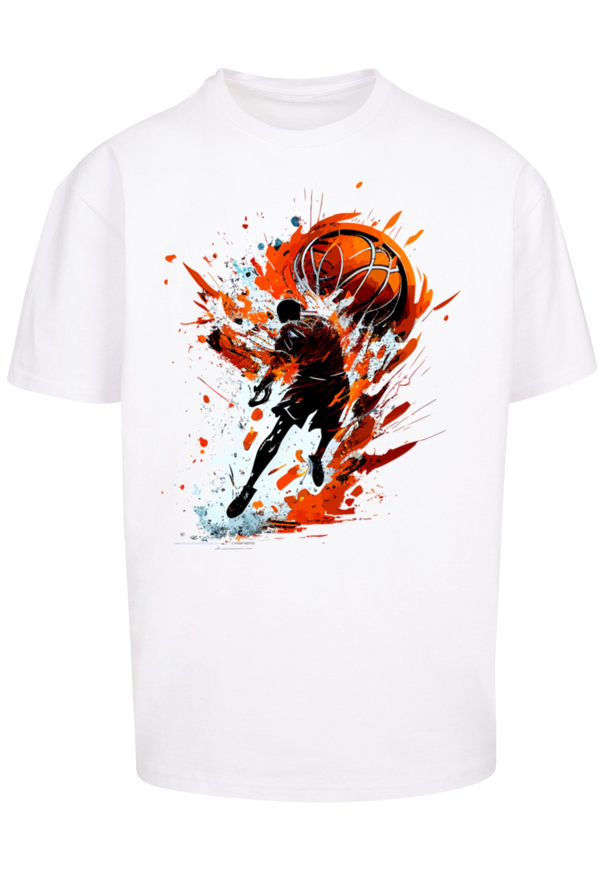 F4NT4STIC T-Shirt Basketball Splash Sport Print OVERSIZE TEE weiß
