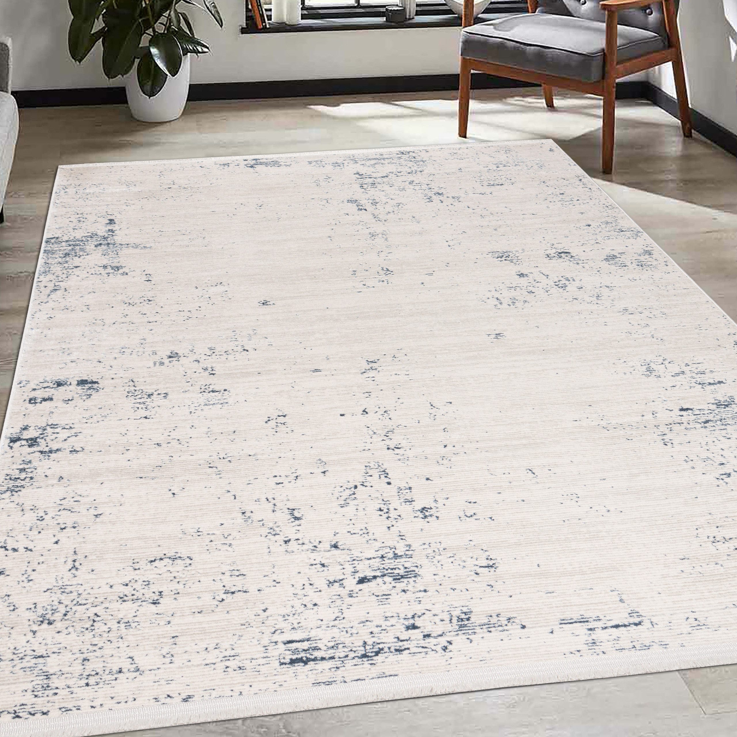 TeppichHome24 Teppich Glänzender Wohnzimmer Teppich in blau-weiß, rechtecki günstig online kaufen