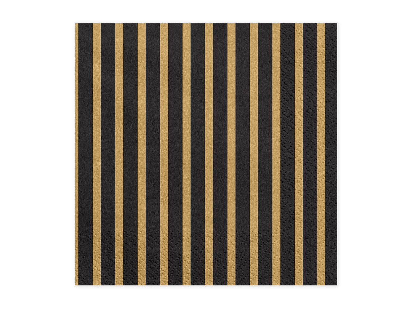 partydeco Papierserviette, Servietten 33x33cm gestreift 20 Stück schwarz gold