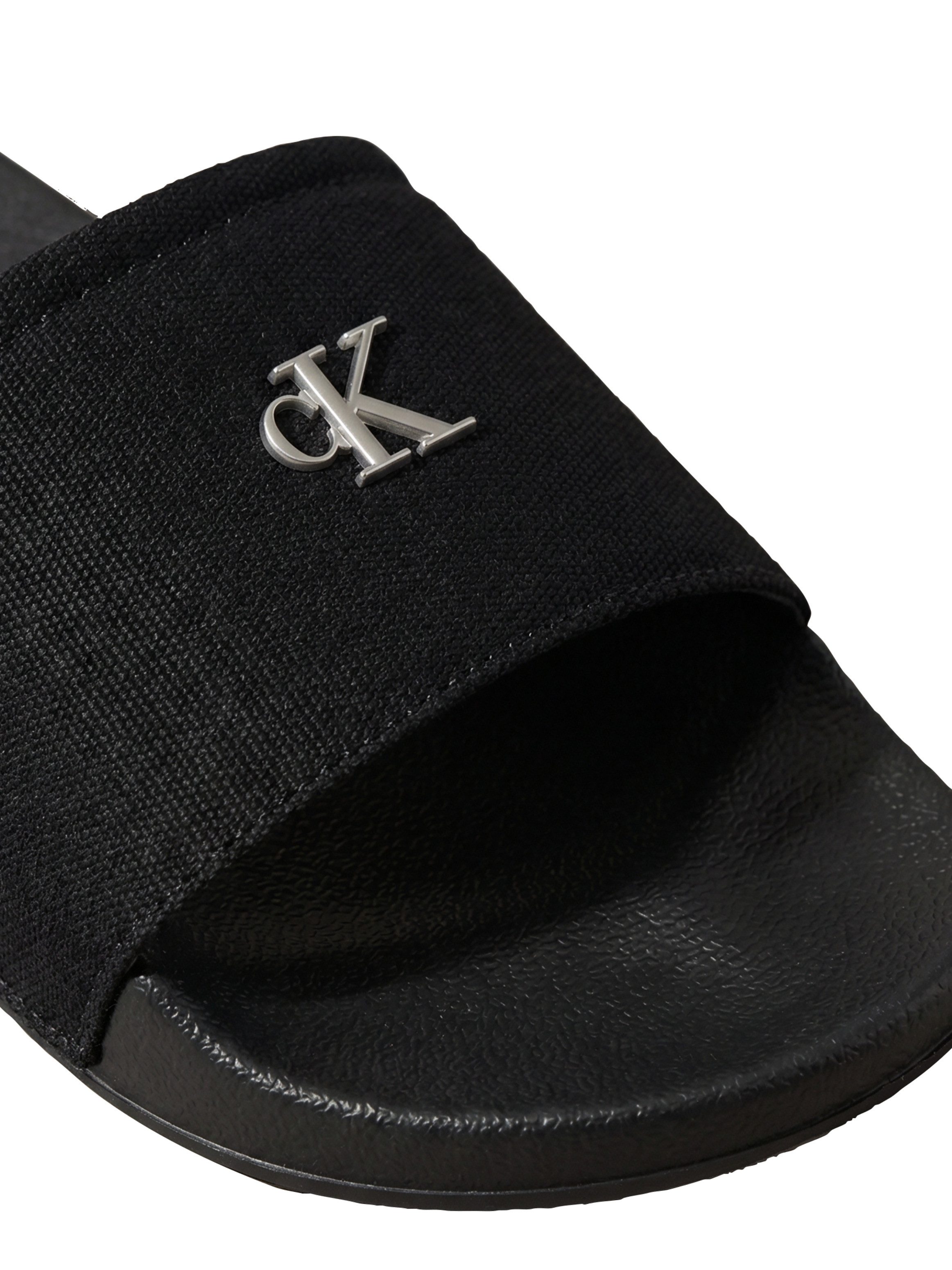 Calvin Klein ESS SLIDE CANVAS HDW Pantolette Strandschuh, Badeschuh, Flat mit Logo