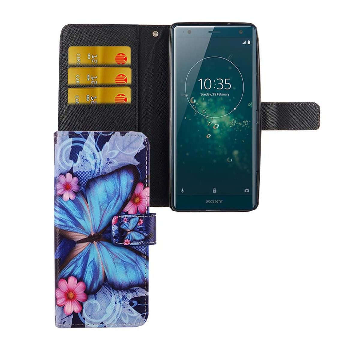 König Design Handyhülle Sony Xperia XZ2, Sony Xperia XZ2 Handyhülle Bookcover Blau