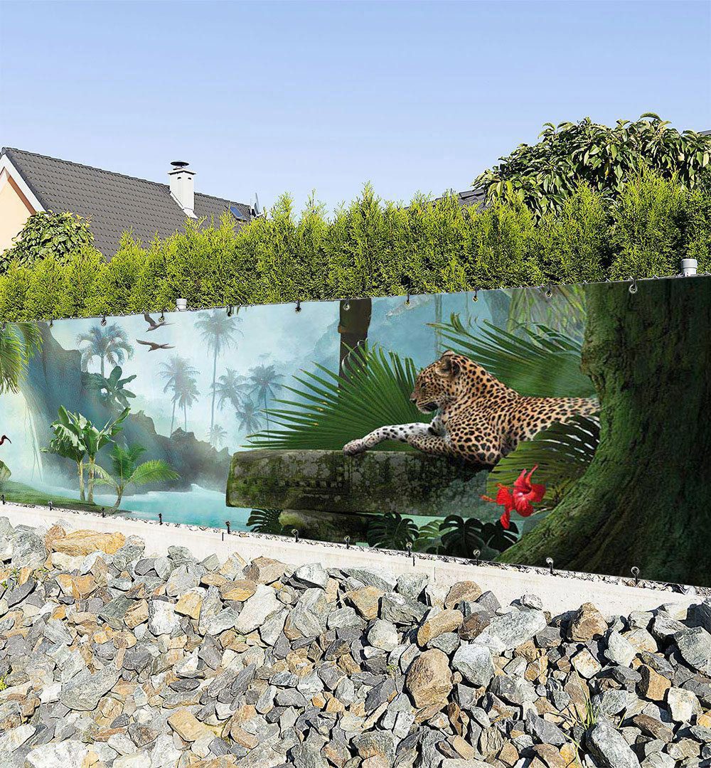 MyMaxxi Sichtschutzzaunmatten Zaunbanner Tiere im Dschungel Sichtschutz Garten Zaun, (Tiere im Dschungel)