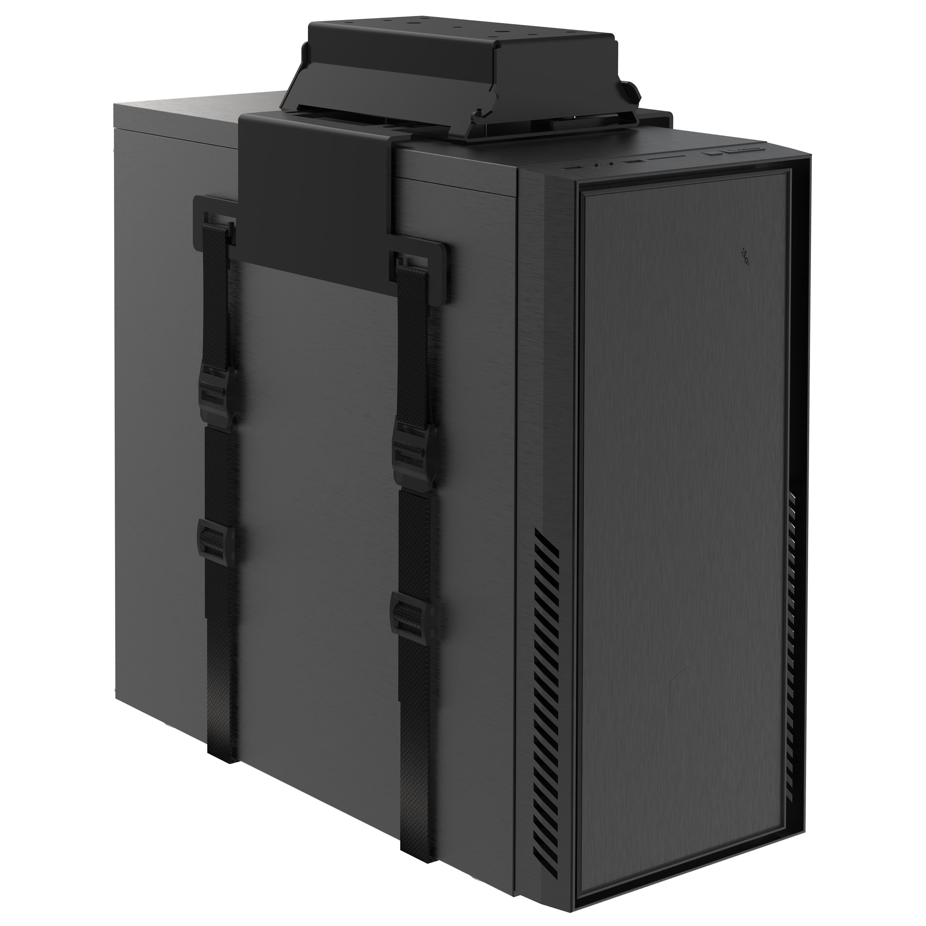 boho office® Halterung, (Computer-Halter, PC-Halterung in schwarz mit Gurtsystem)
