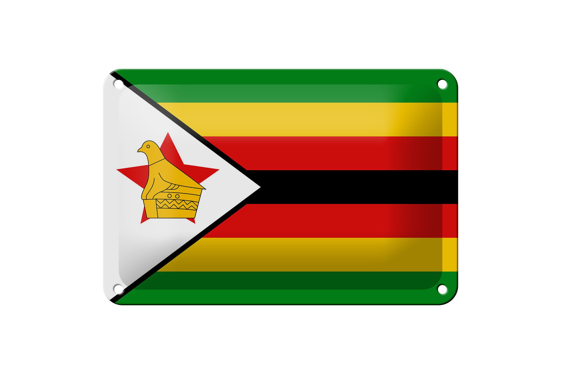 Femer GmbH Metallschild Flagge Simbabwes 18x12cm Flag of Zimbabwe, (1 St), gewölbte Oberfläche, abgerundete Ecken, umgeschlagene Kanten