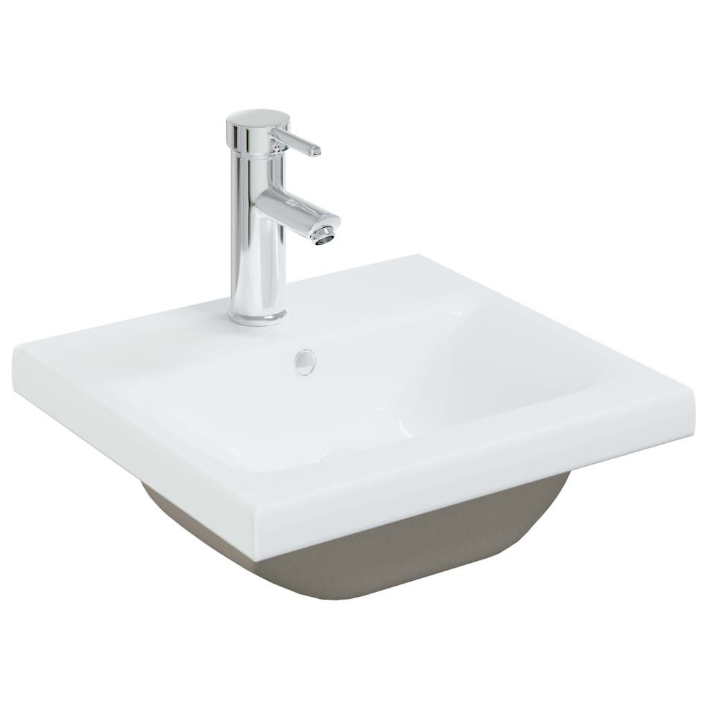 vidaXL Waschbecken Einbauwaschbecken mit Wasserhahn 42x39x18 cm Keramik Weiß