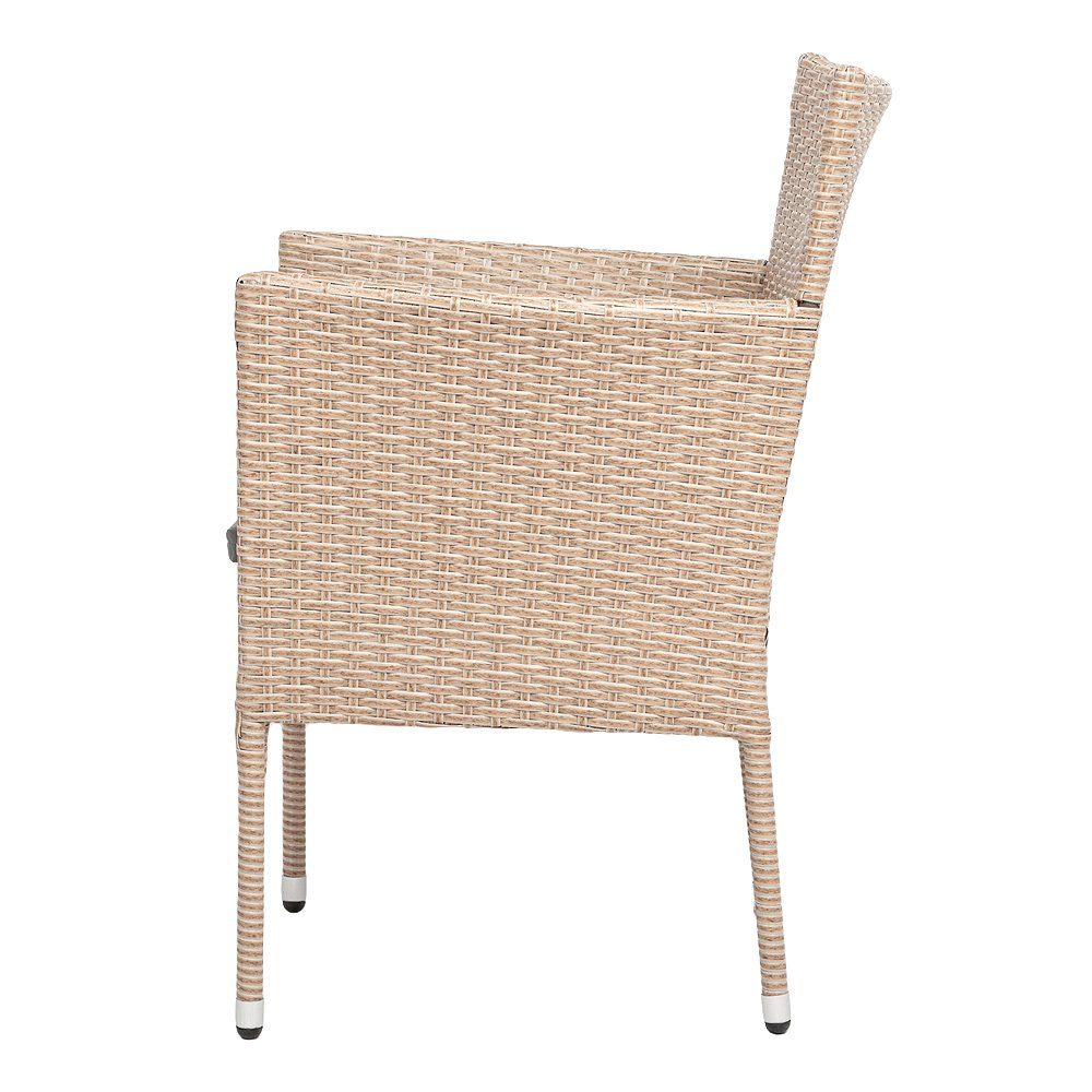 LebensWohnArt SHARON Gartenstuhl Polyrattan Natural 2er-Set Armlehnstuhl