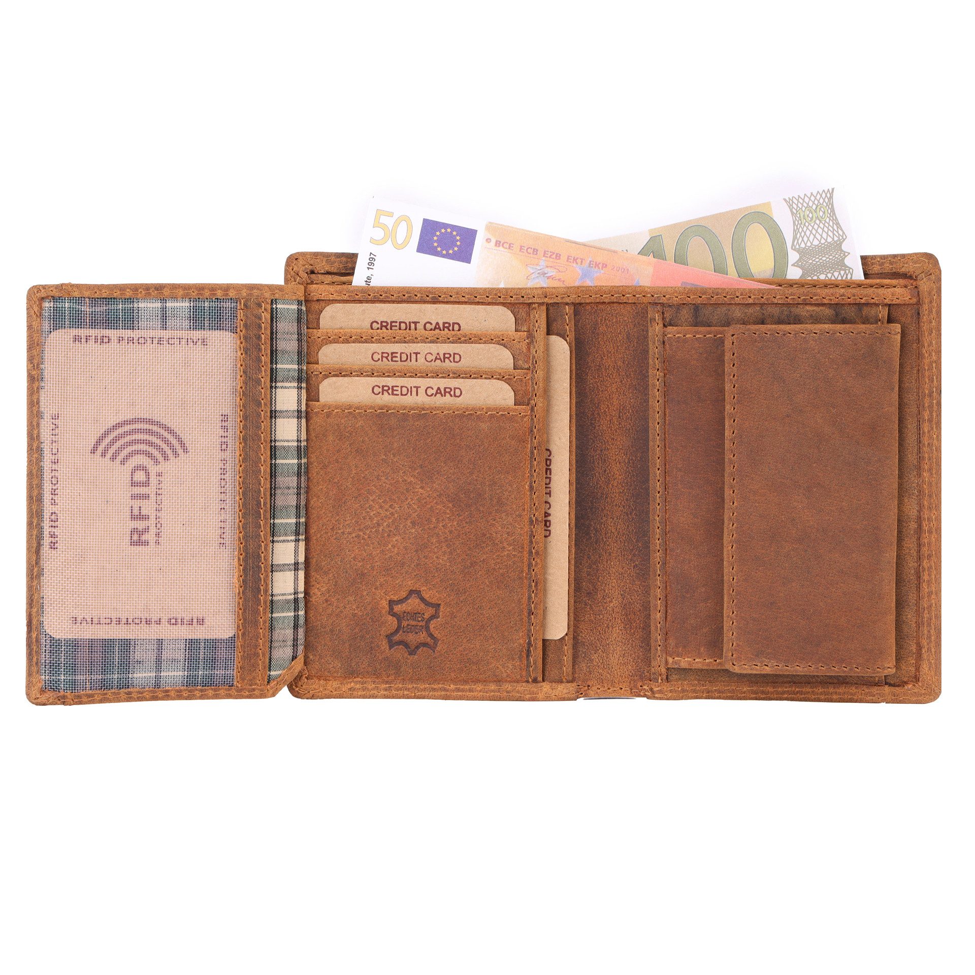 Benthill Geldbörse Herren Echt Leder Geldbeutel RFID Männer Portemonnaie Slim Portmonee, RFID-Schutz Kartenfächer Münzfach