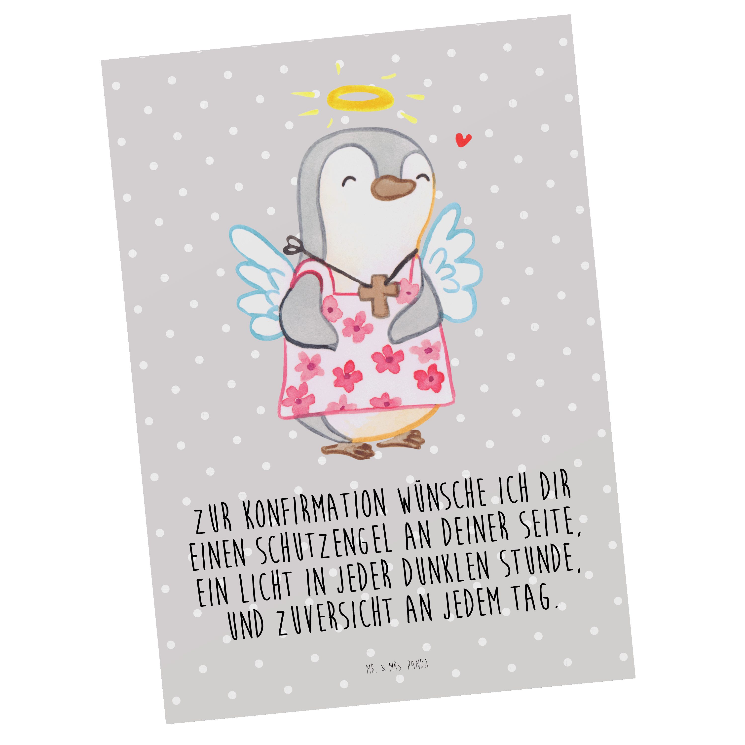 Konfirmation Pinguin Vertrauen, - Pastell & Grau Mrs. Mr. Einladungs Postkarte Panda Geschenk, -