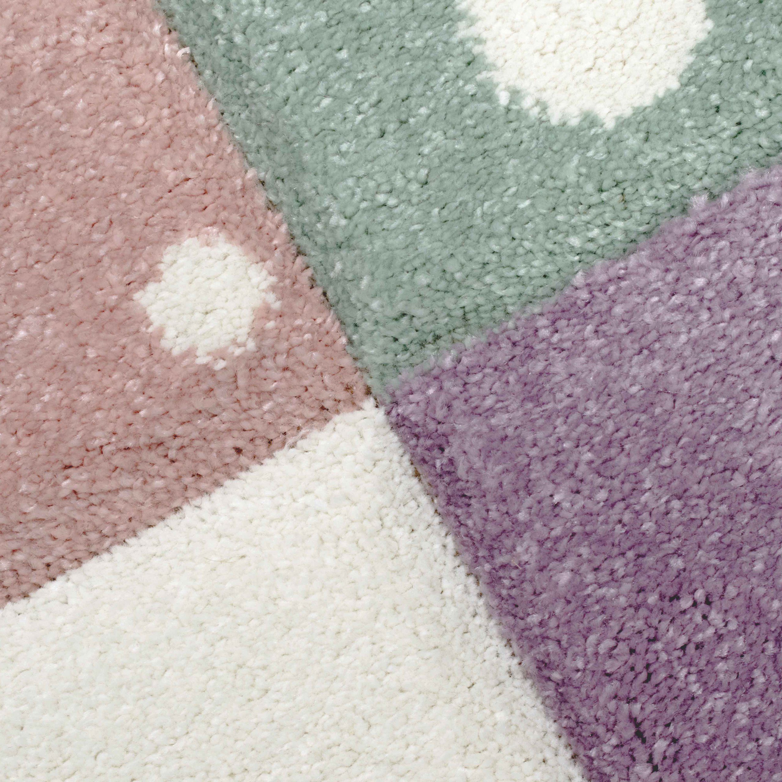 TeppichHome24 Kinderteppich Kinderzimmer Teppich Herz Stern Bunt, Rund, Höhe: 13 mm – Bild 2 von 5