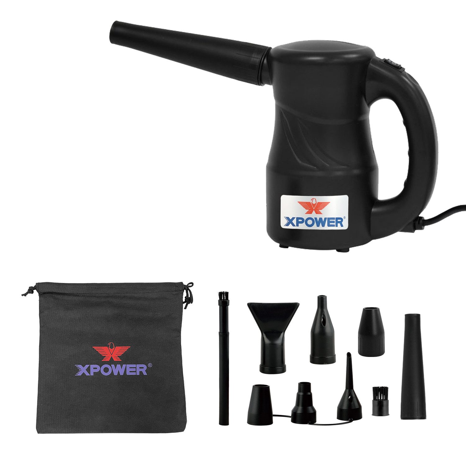 XPOWER Akku-Handstaubsauger A-2S Elektrischer Luftzerstäuber zum Trocknen von Autocomputern, 520 W, mit Beutel, Mächtig, 2-Speed Settings, Vielseitigkeit, Kompakte Größe, Dauerhaft