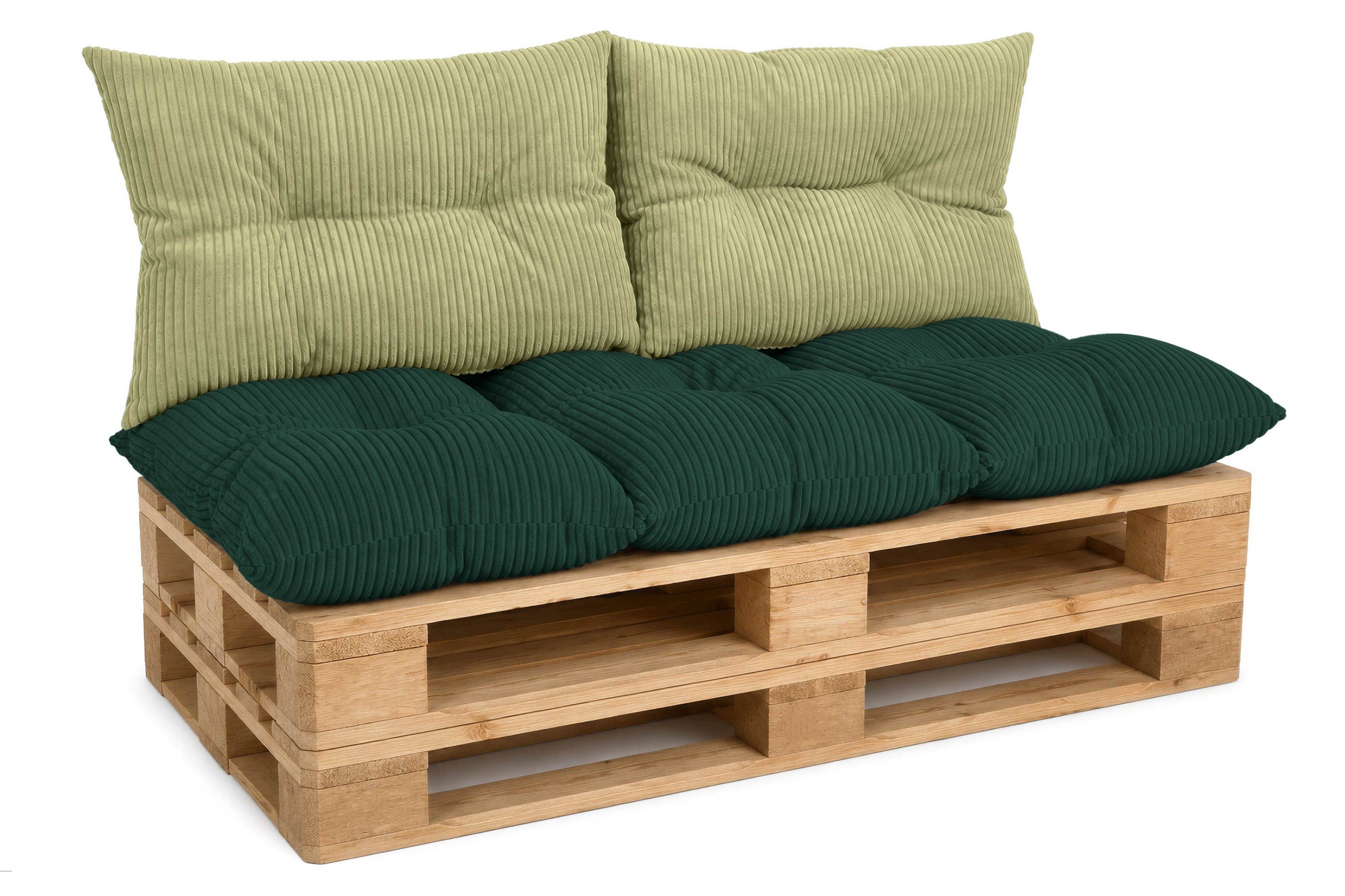 Amilian Palettenkissen Palettenauflagen Set 3-tlg., 120x80 cm + 2x 40x60 cm, für Palettenmöbel, Balkon, Terrasse und Wohnbereich