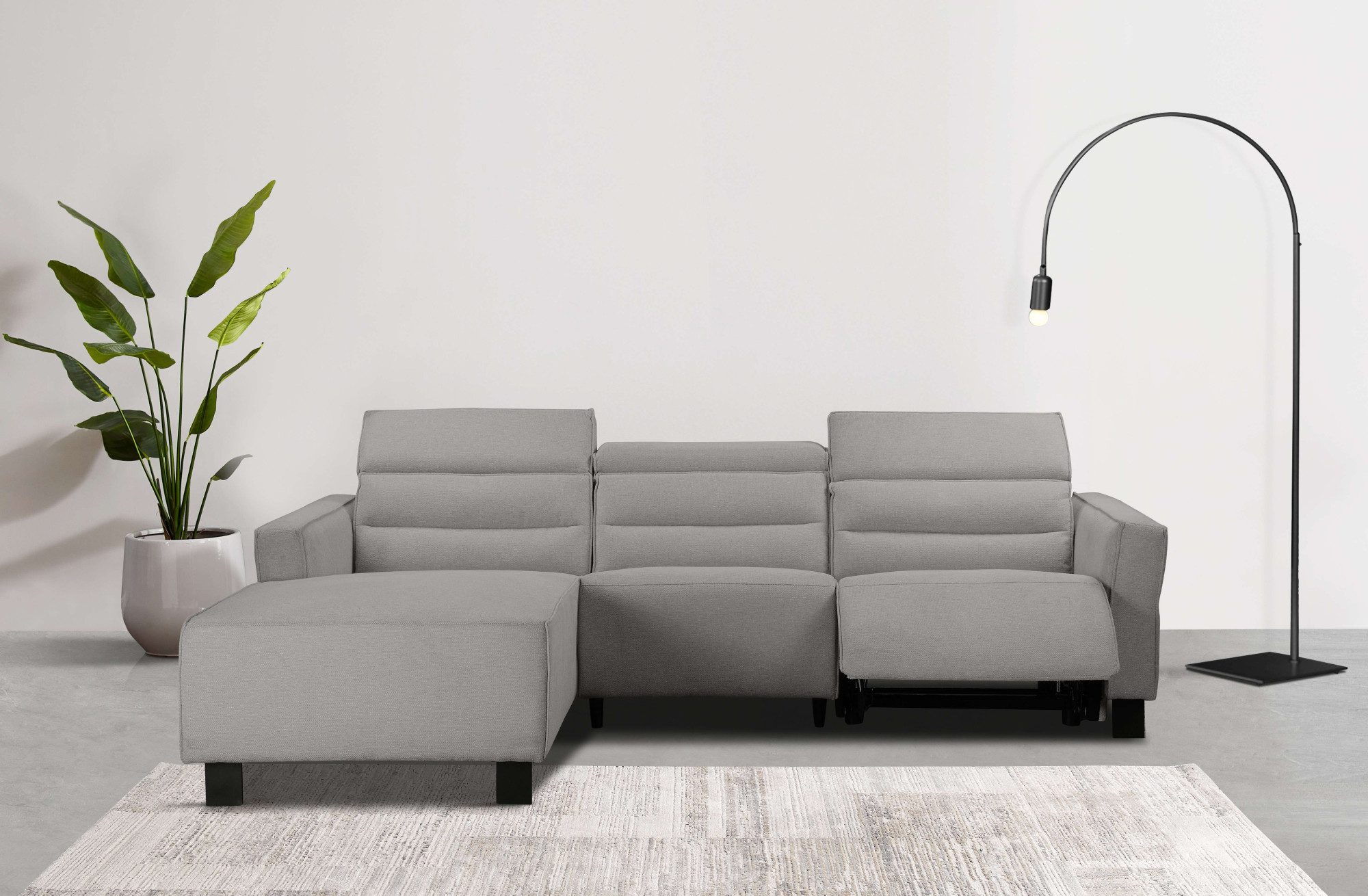 Home affaire Ecksofa Carpari, L-Form, 263 cm, manuelle o. elektrische Relaxfunktion, USB A/C und Kopfteilverstellung