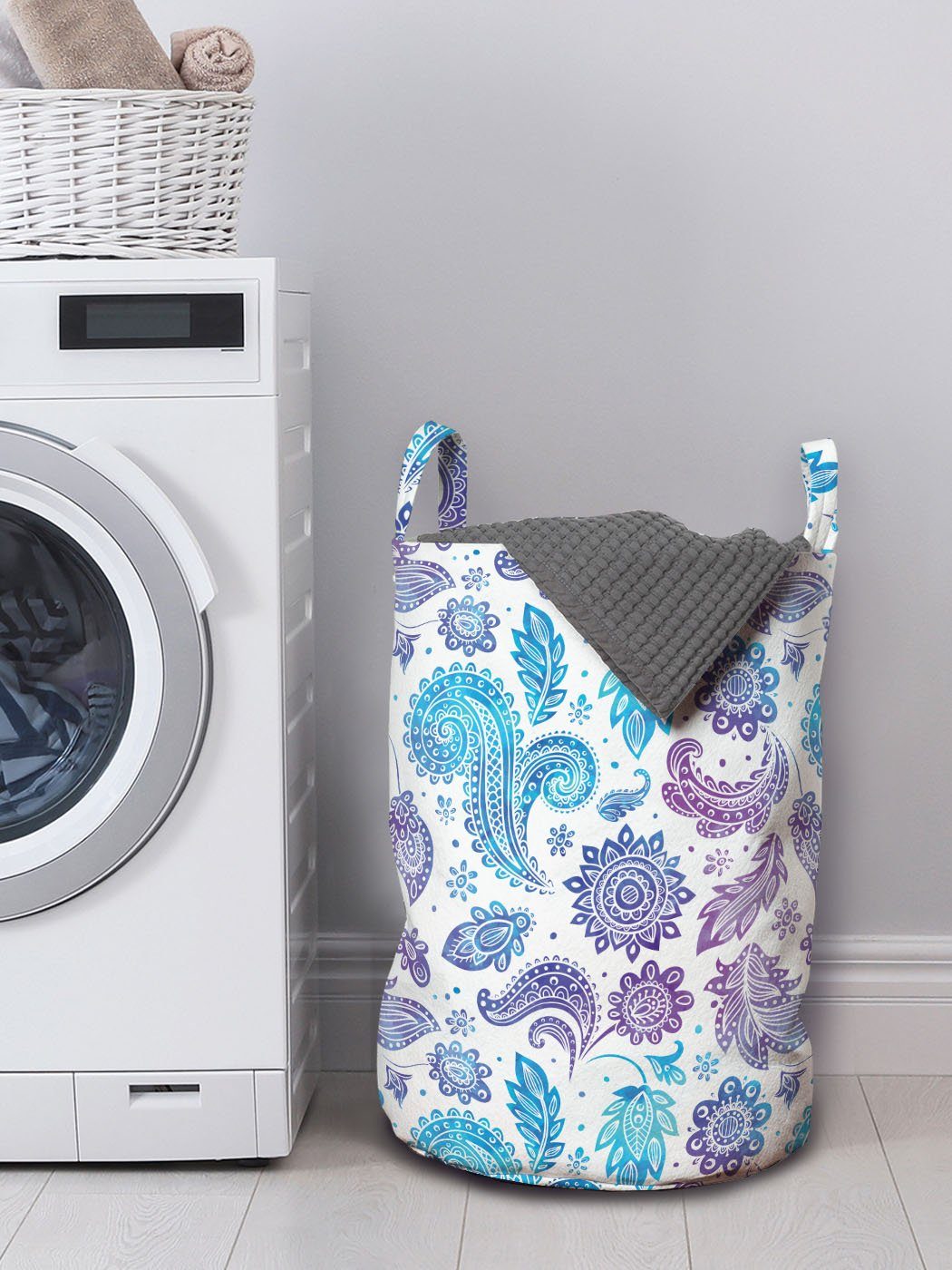Abakuhaus Wäschesäckchen Wäschekorb mit Griffen Waschsalons, Blumen für Bilder Jahrgang Aquarell Kordelzugverschluss