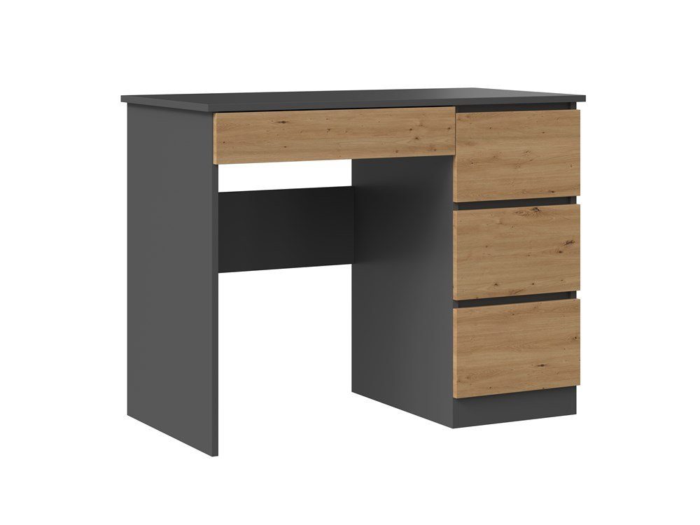 ibonto Computertisch Robuster Schreibtisch mit 4 Schubladen - Ideal für Büro & Wohnzimmer ANTHRAZIT – ARTISAN-EICHE