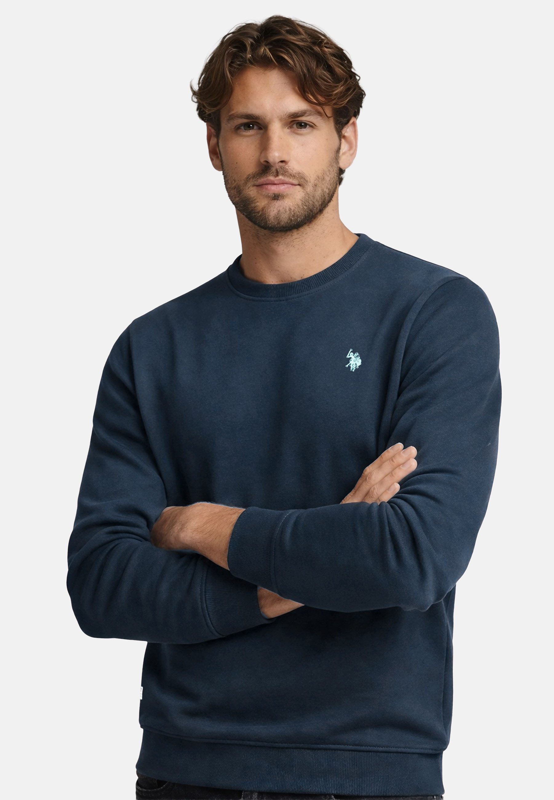 U.S. Polo Assn. Sweatshirt USRexx Herren Pullover mit Rundhalsausschnitt aus Baumwolle Klassisches Sweatshirt mit Rippbündchen und Logostickerei