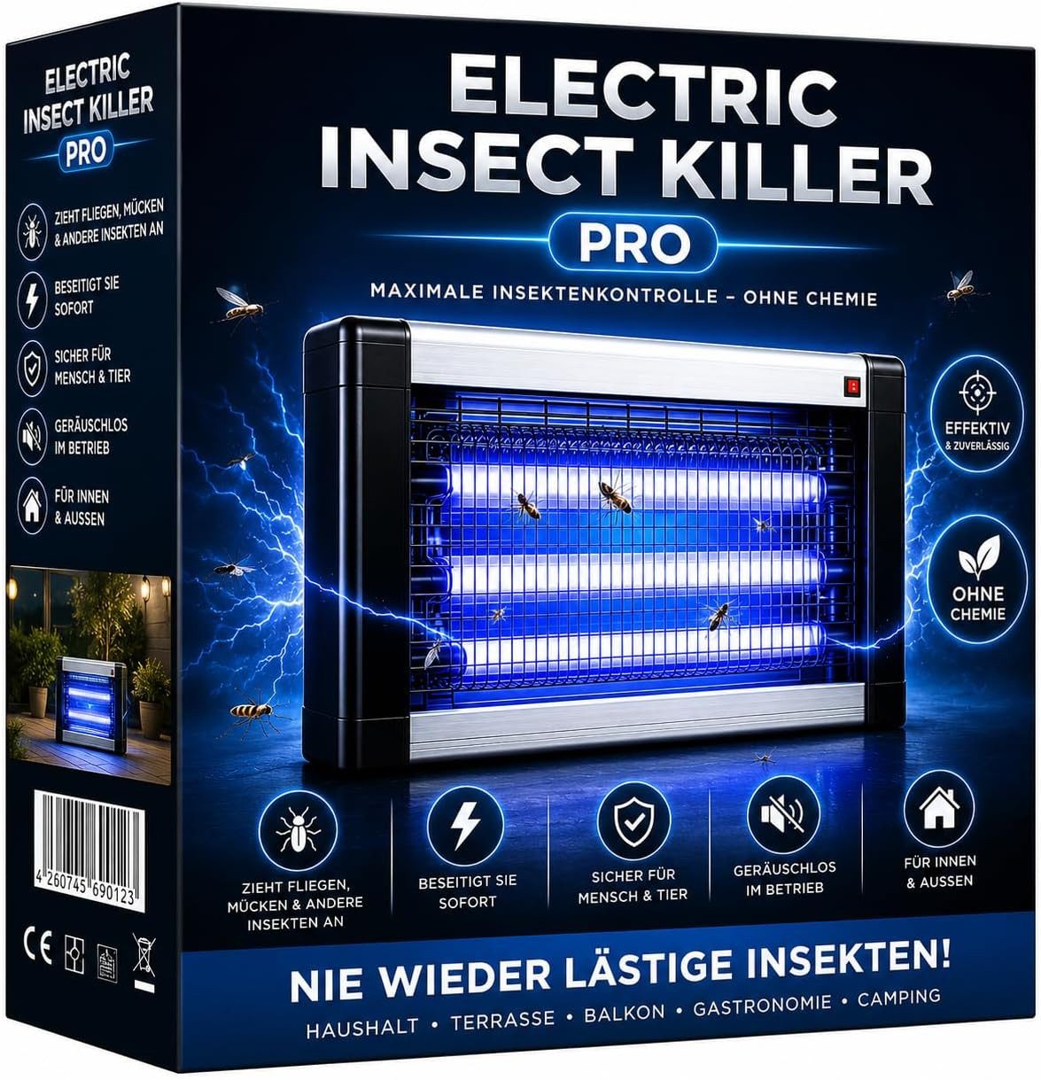 Everhomely® Insektenvernichter Elektrischer Insektenvernichter UV-Lampe – Fliegenfalle & Mückenlampe