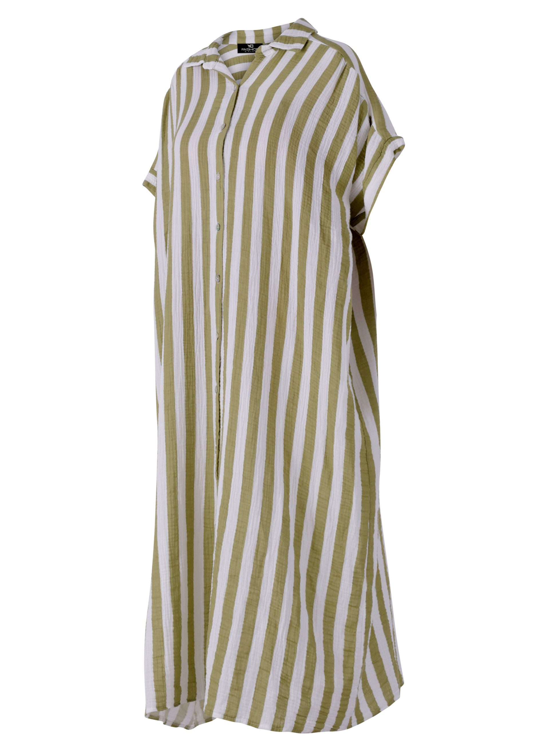 YC Fashion & Style Sommerkleid Hemdblusenkleid in Oversized-Passform Musselin Basic