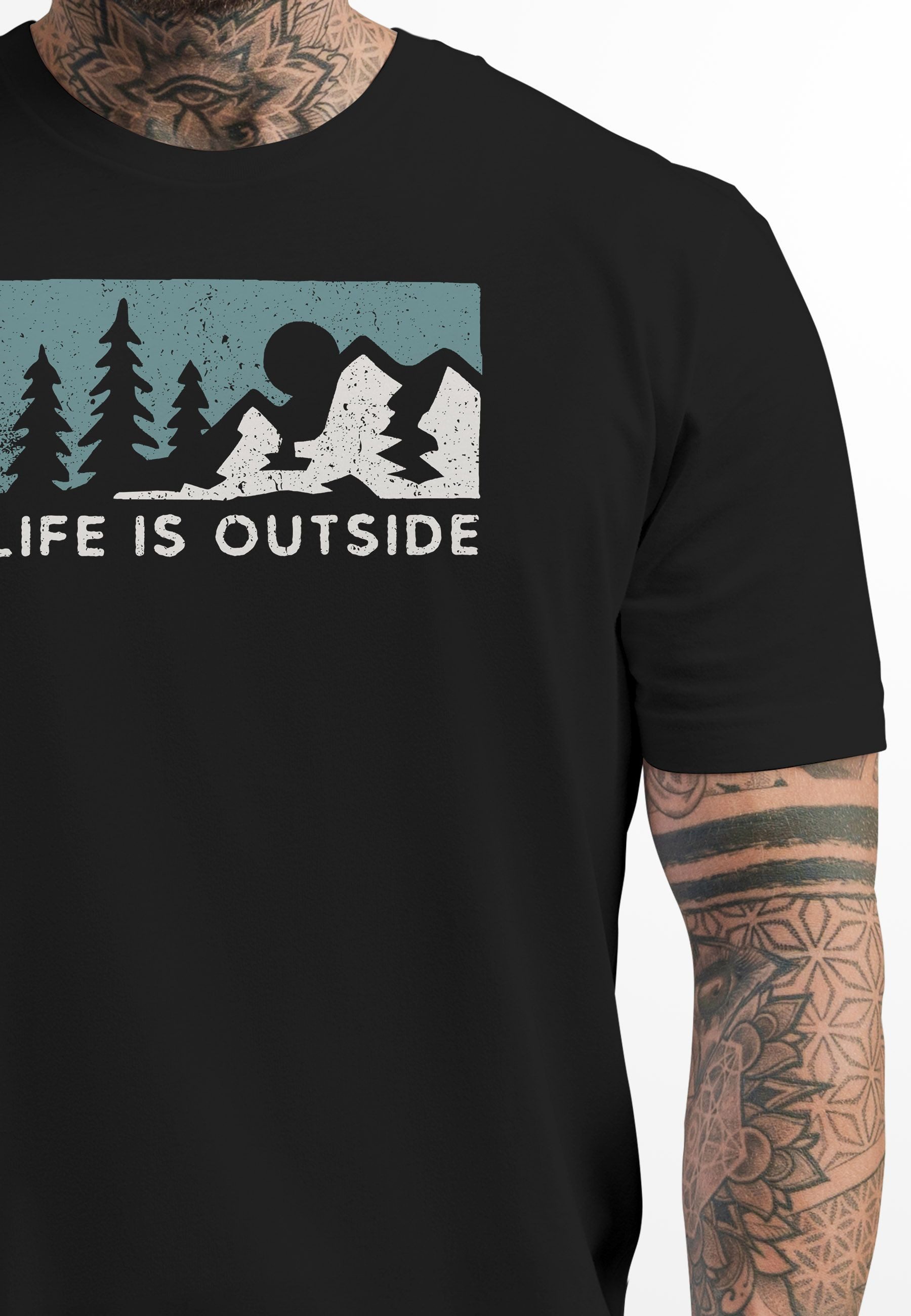 Neverless Print-Shirt Herren T-Shirt Outdoor Wandern günstig online kaufen