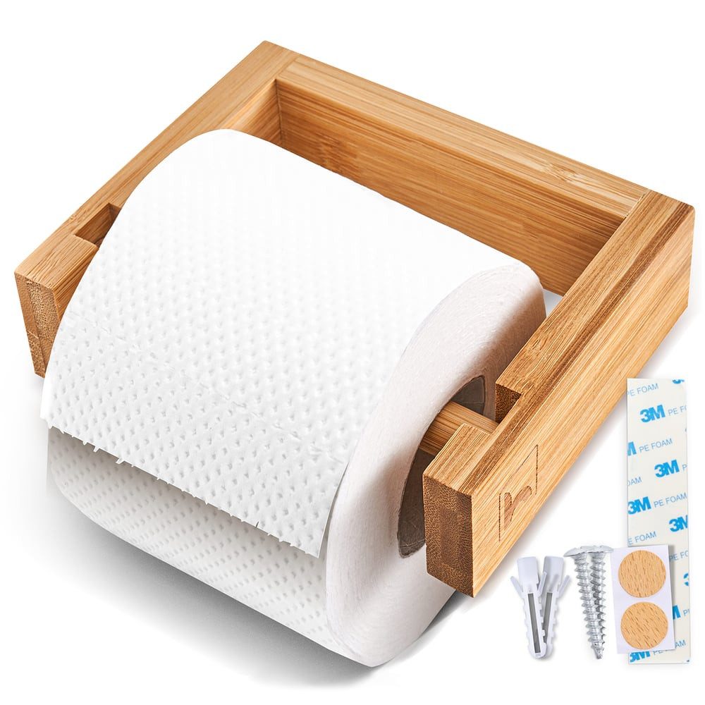 HENNEZ Toilettenpapierhalter Bambus - ohne Bohren - selbstklebend, Klopapie günstig online kaufen