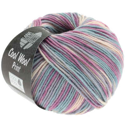 LANA GROSSA Cool Wool Print 0792 silbergrau mint flieder blassrosa Häkelwolle, 160 m