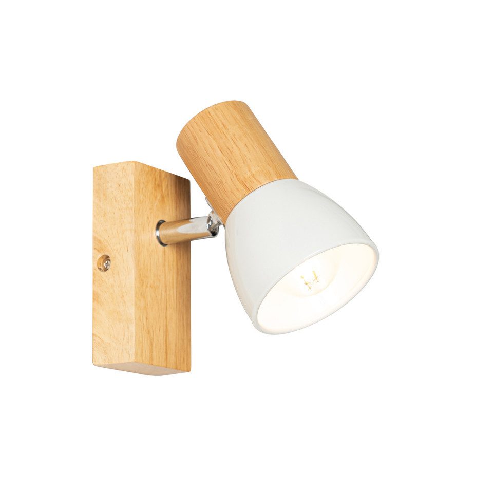 Qazqa Wandleuchte Thorin, ohne Leuchtmittel, E14, Naturel, Landhaus / Rustikal, Holz, 1-flammig