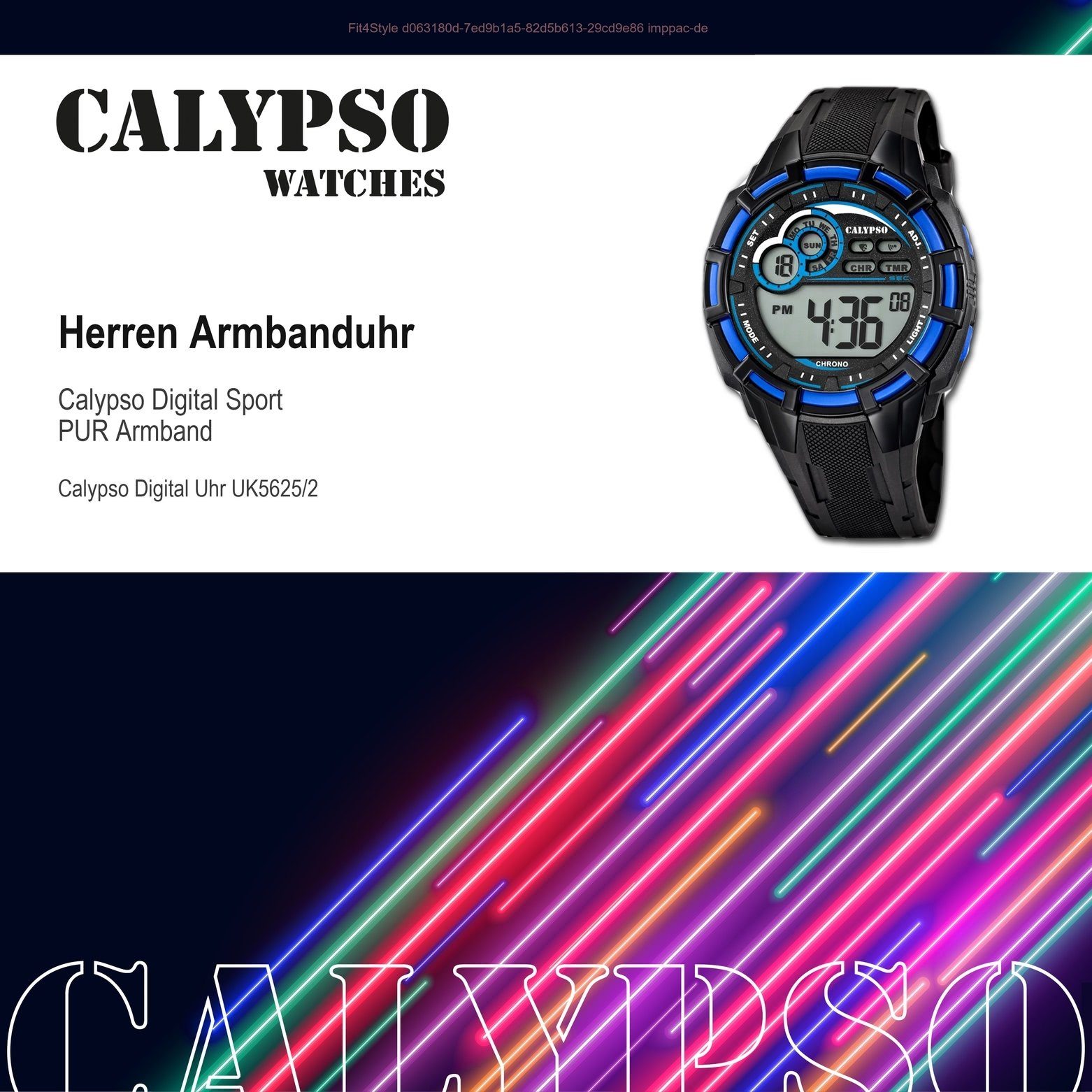 Herren Uhren CALYPSO WATCHES Digitaluhr UK5625/2 Calypso Herren Uhr K5625/2 Kunststoffband, Herren Armbanduhr rund, PURarmband s